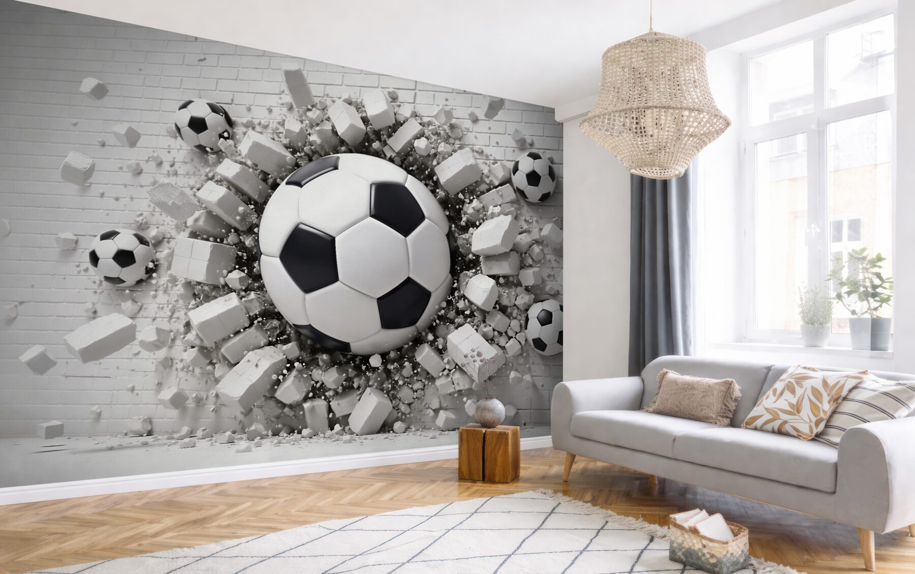 Fototapeta piłka 3d rozbijająca ścianę?v2345
