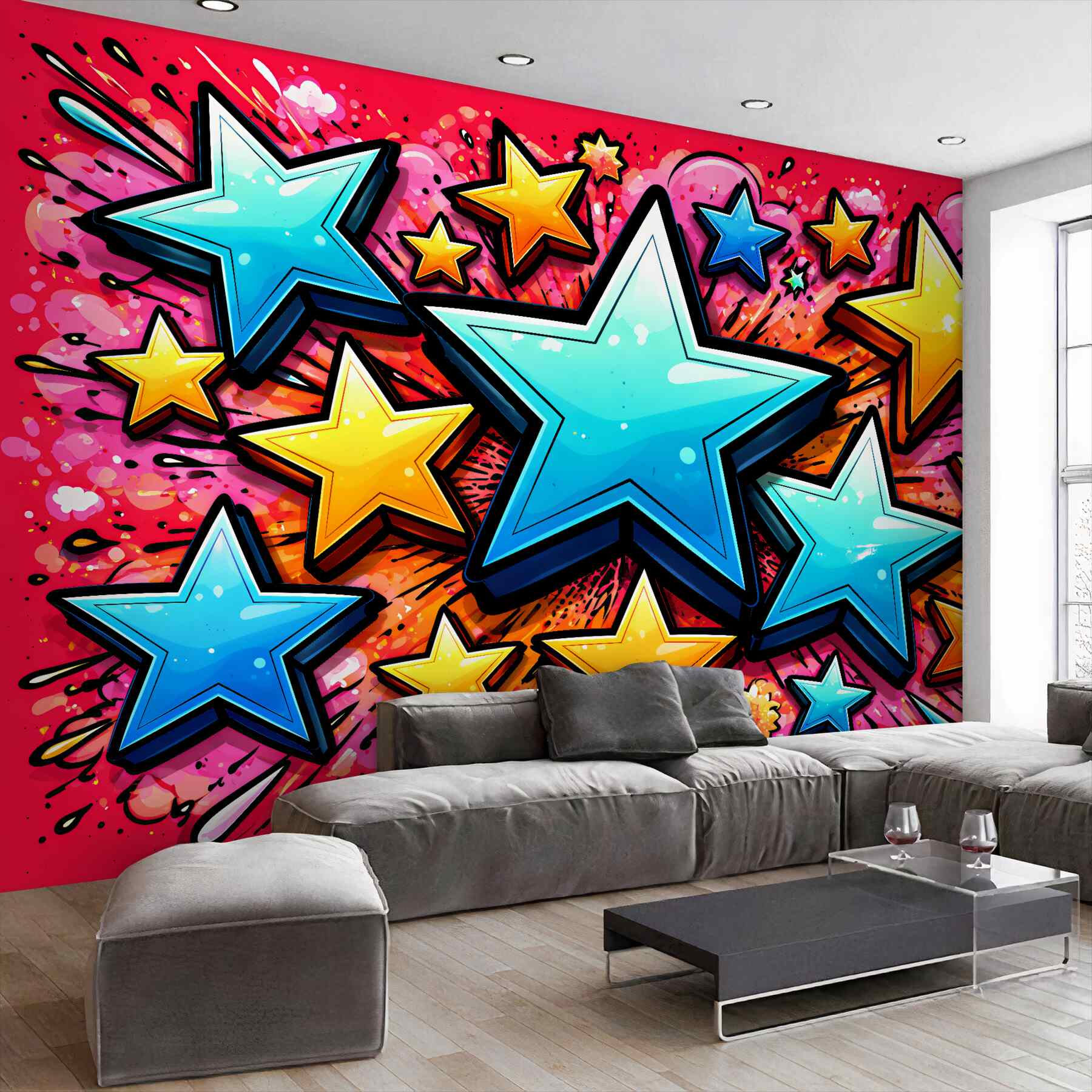 Fototapeta kolorowe gwiazdy pop-art?v2345