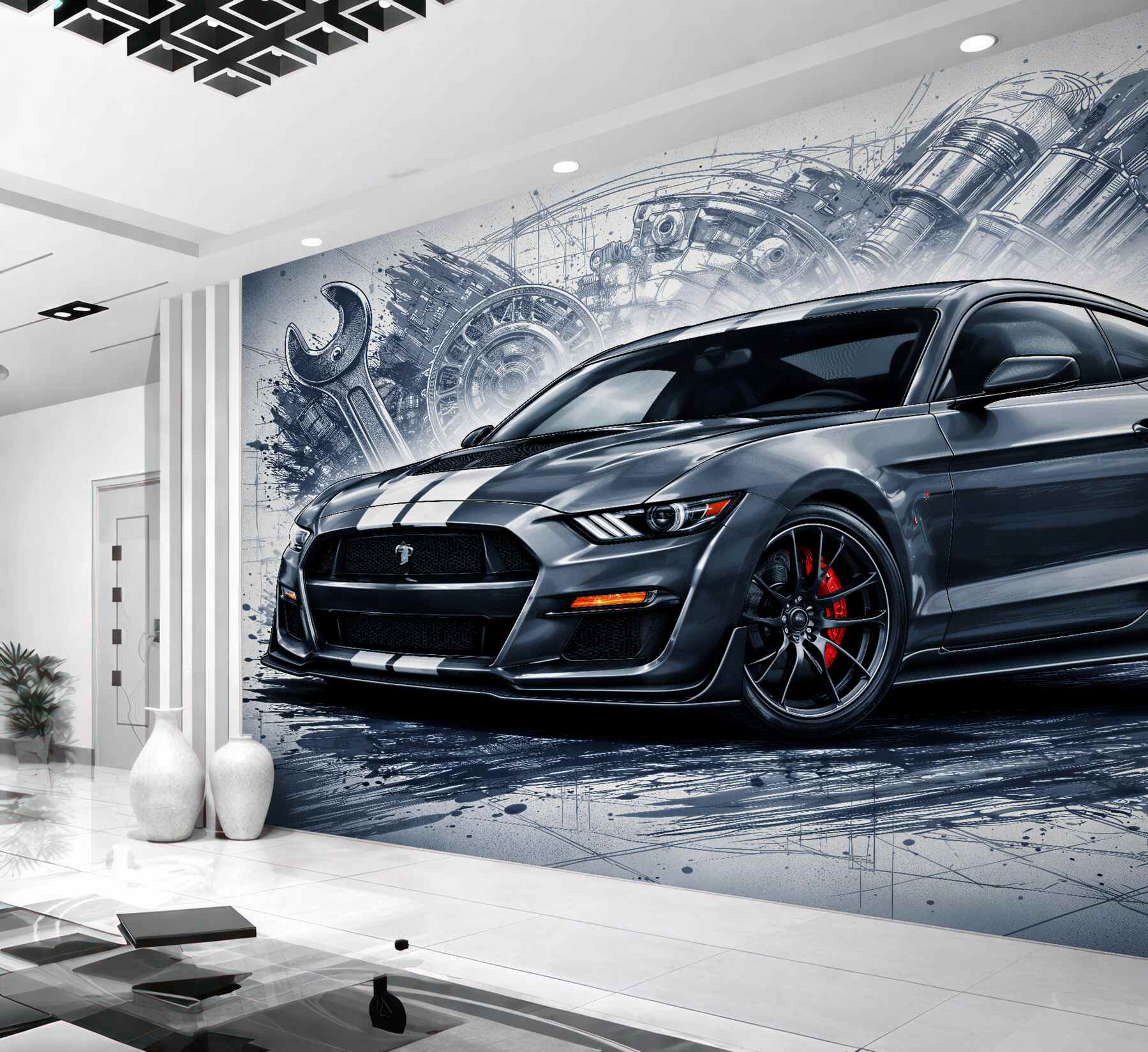 Fototapeta sportowy samochód w mechanicznym stylu?v2345