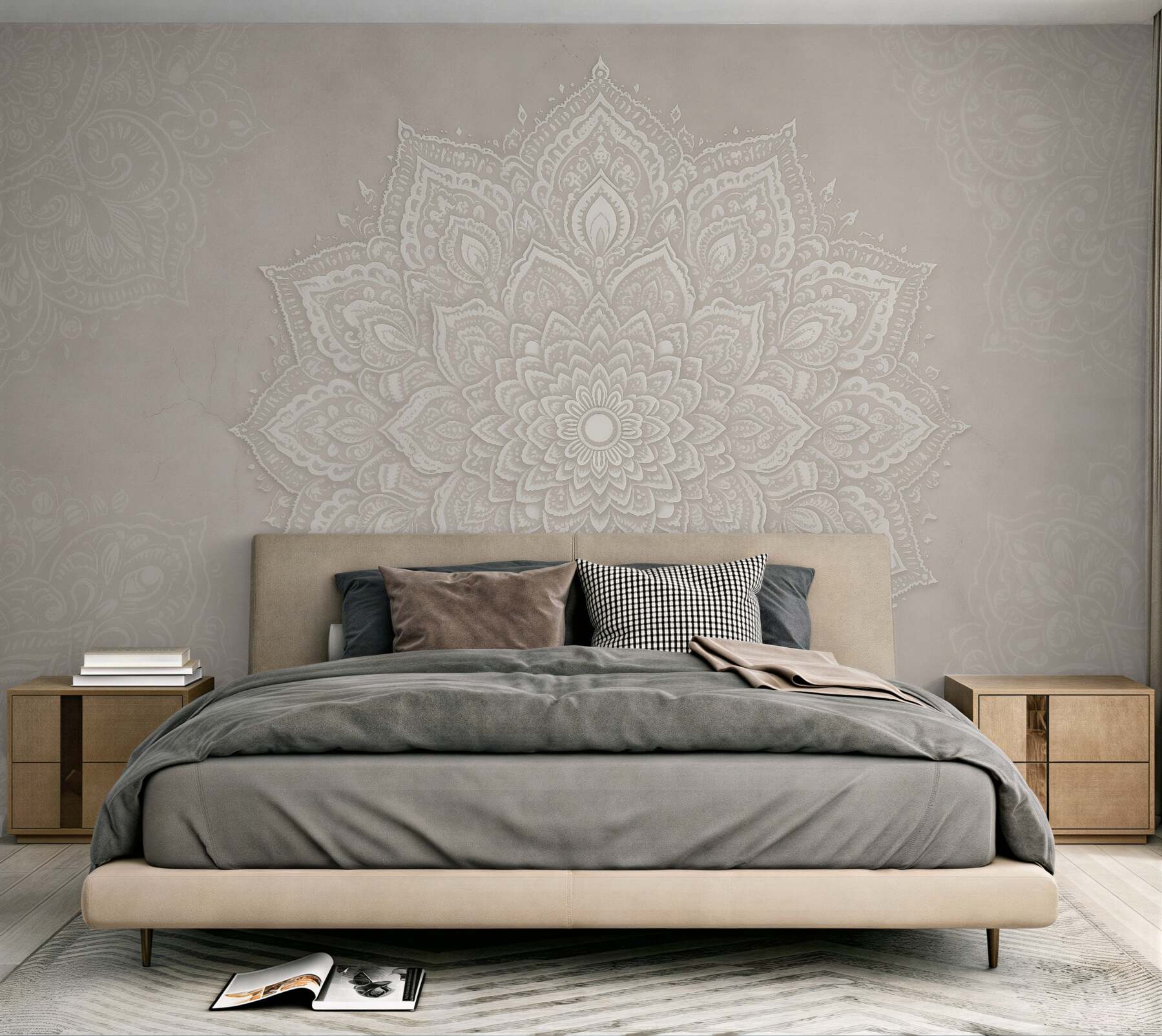 Fototapeta beżowa mandala w subtelnym stylu?v2345