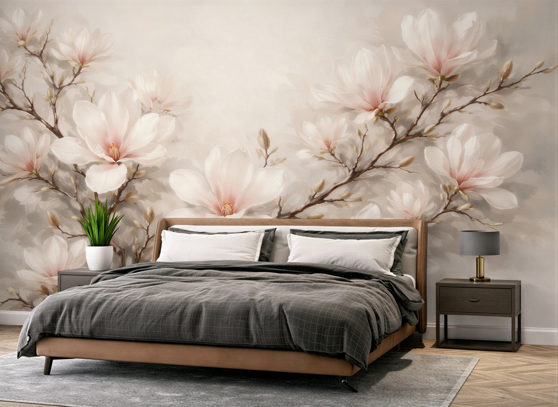 Fototapeta pastelowa magnolia na delikatnej gałęzi?v2345