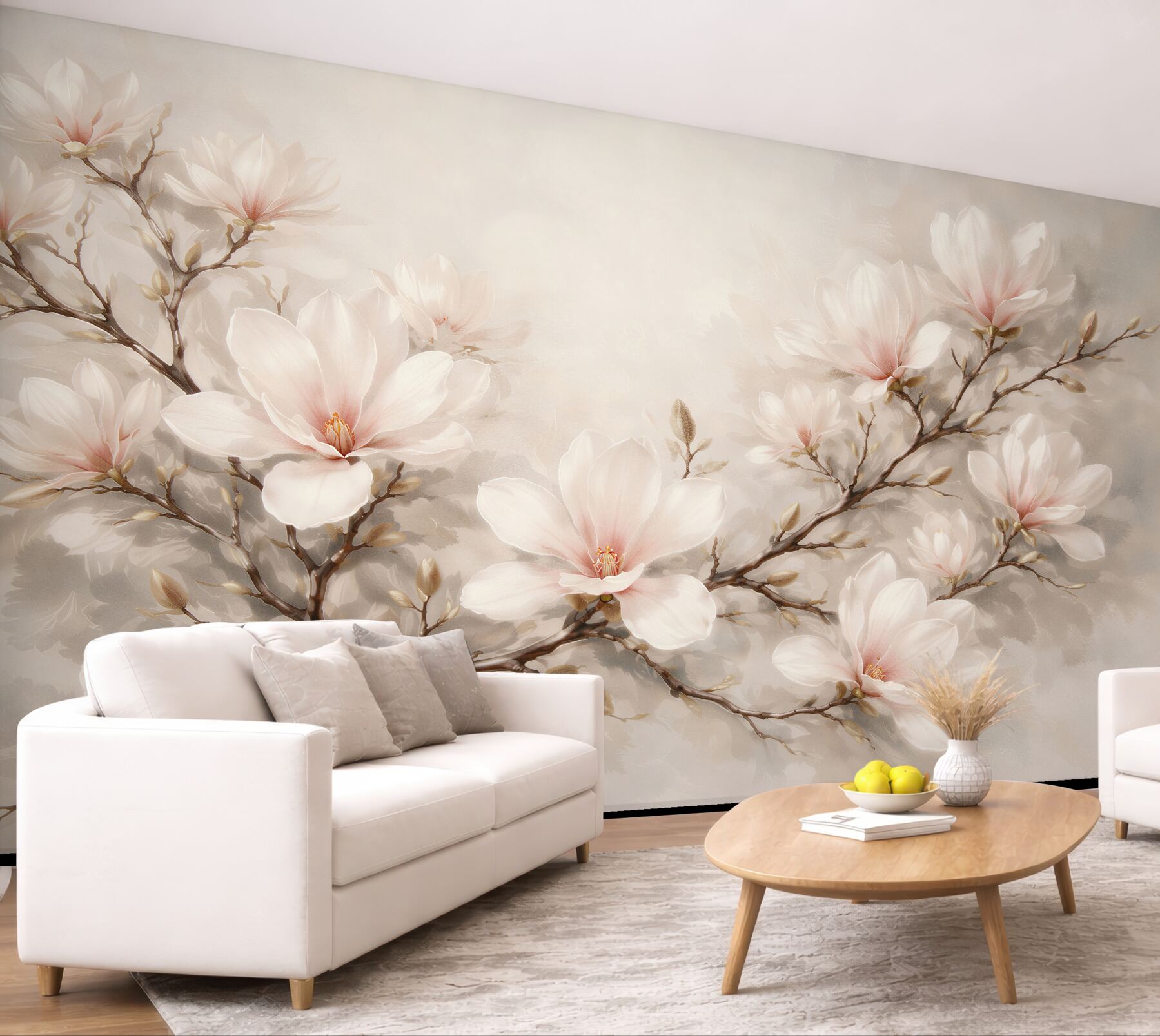 Fototapeta pastelowa magnolia na delikatnej gałęzi?v2345