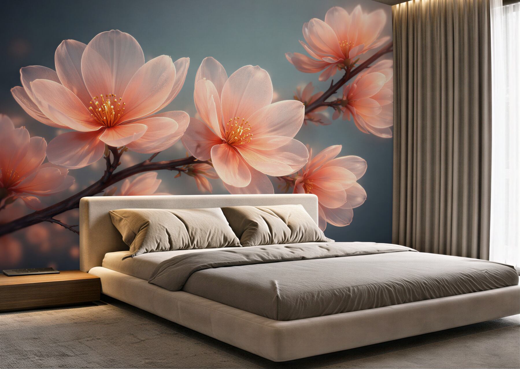 Fototapeta Świetliste kwiaty magnolii o świcie?v2345