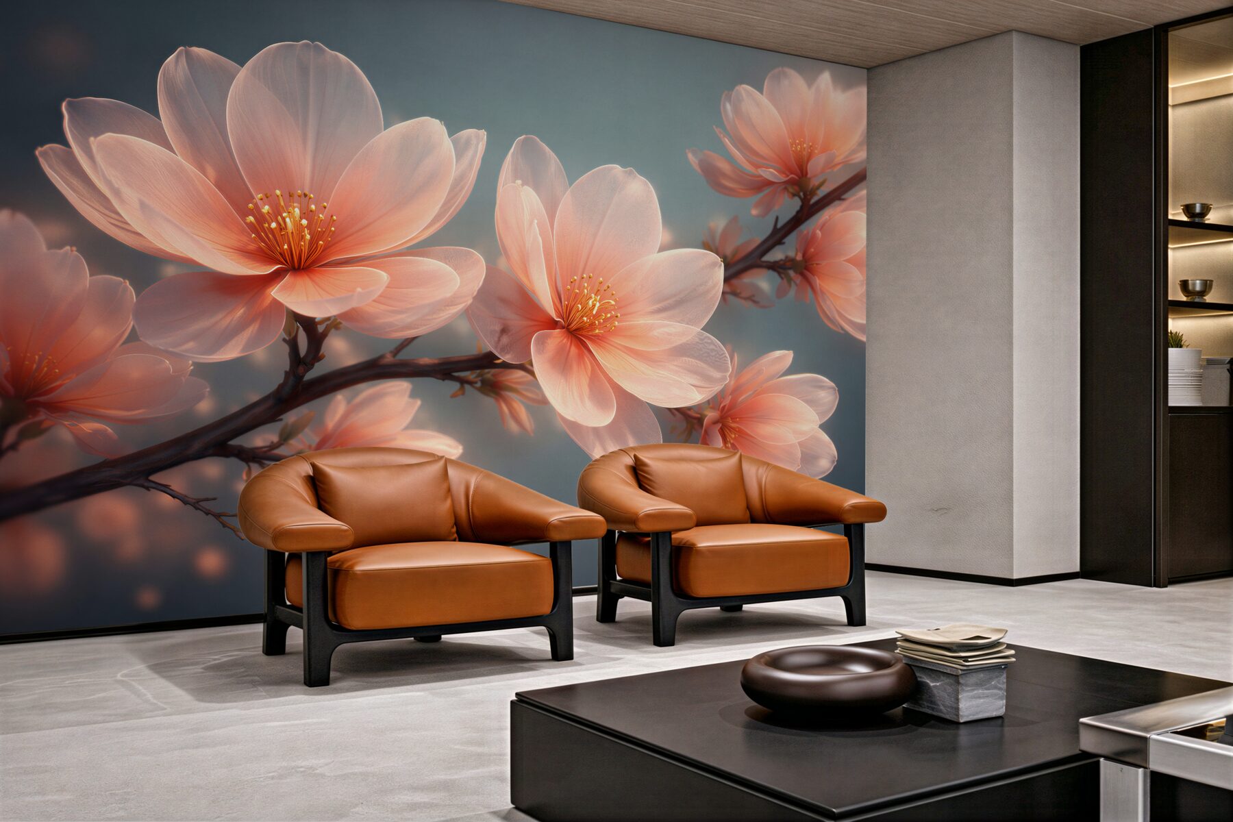Fototapeta Świetliste kwiaty magnolii o świcie?v2345