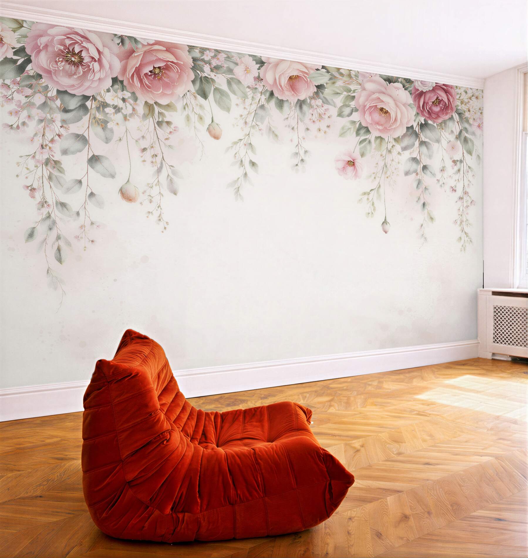 Fototapeta zwisające pudrowe peonie romantyczne?v2345