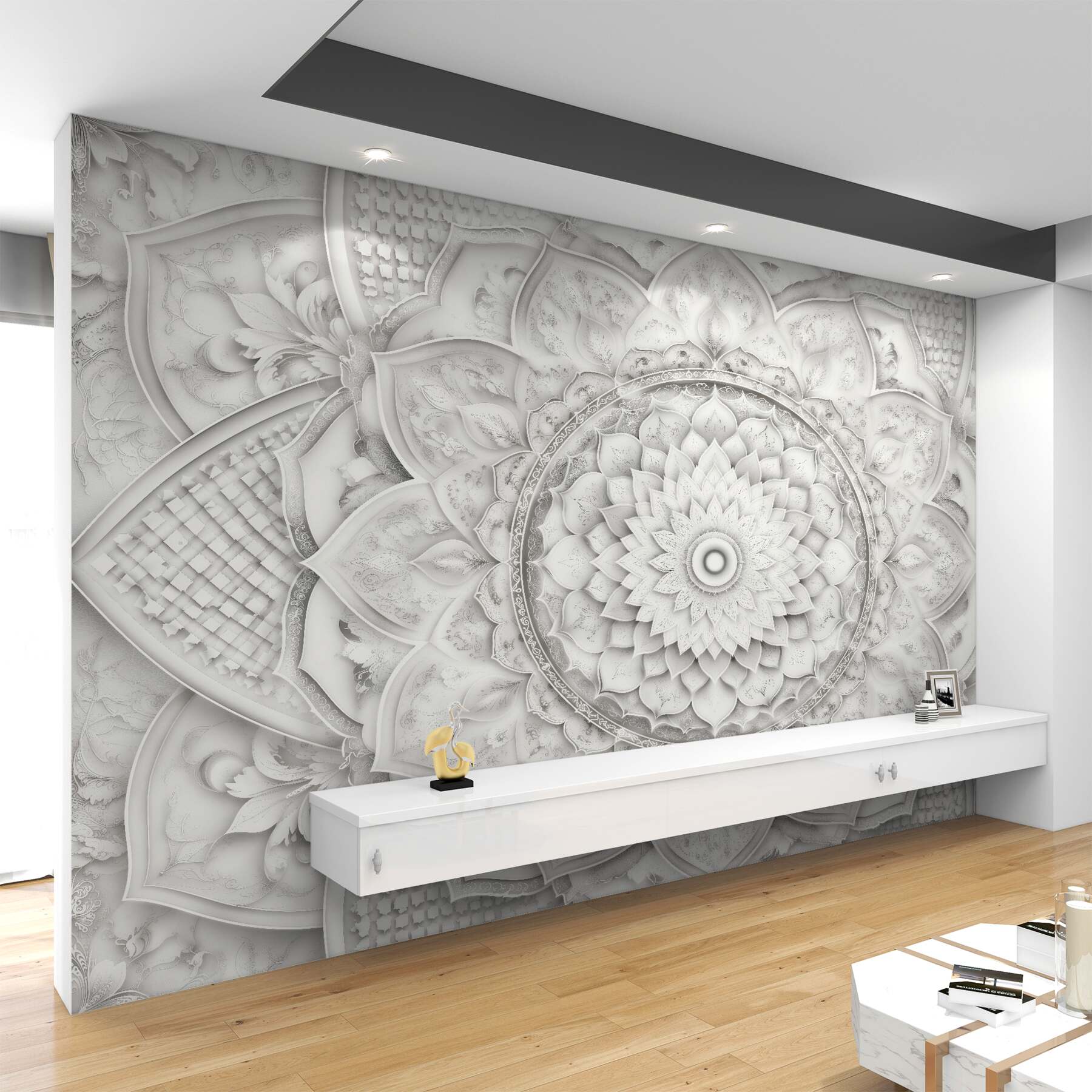 Fototapeta perłowa mandala w stylu glamour?v2345
