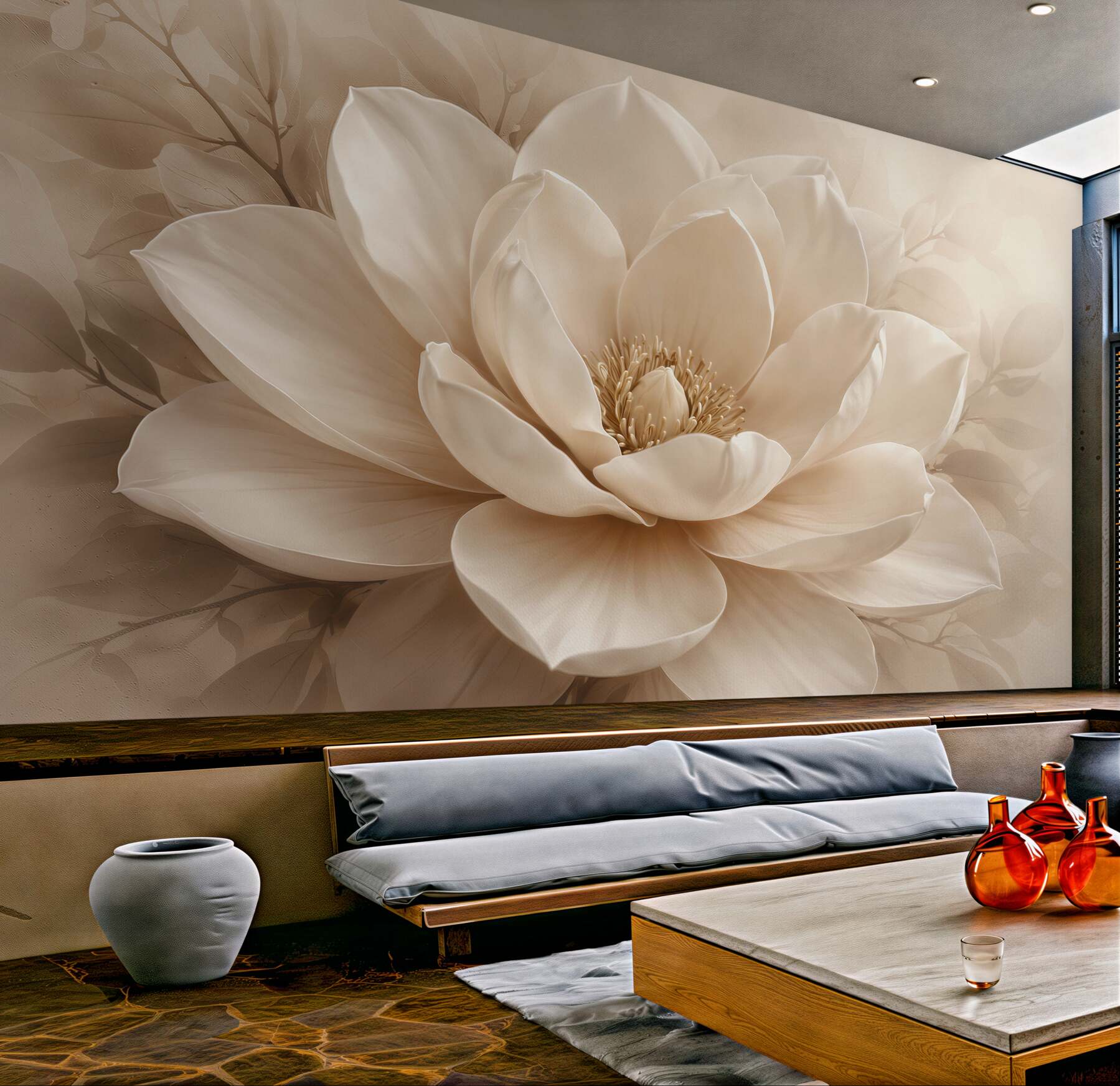 Fototapeta kremowa magnolia w subtelnym blasku?v2345