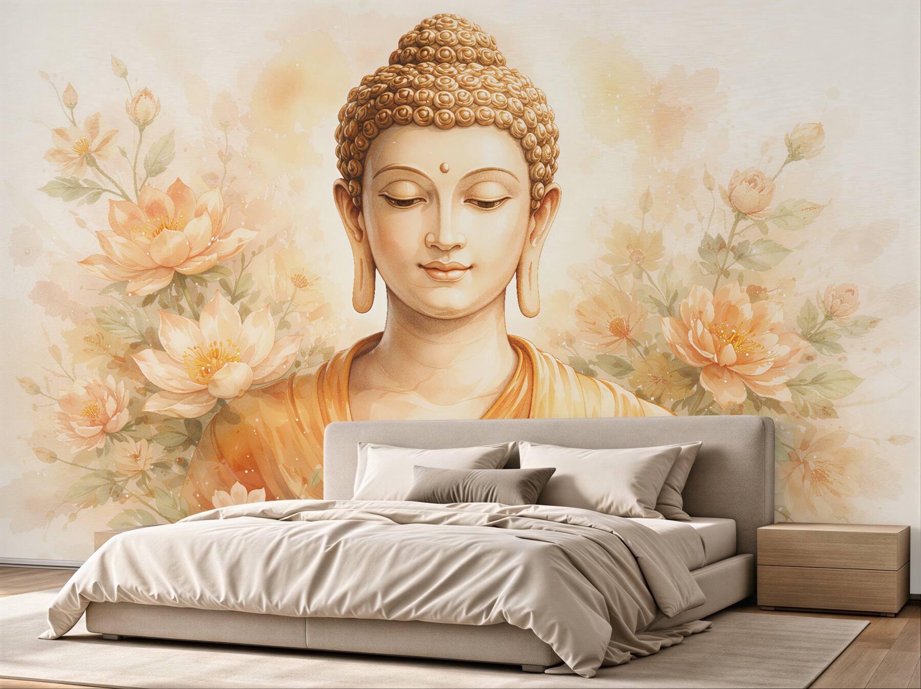 Fototapeta złoty budda w kwiatach?v2345