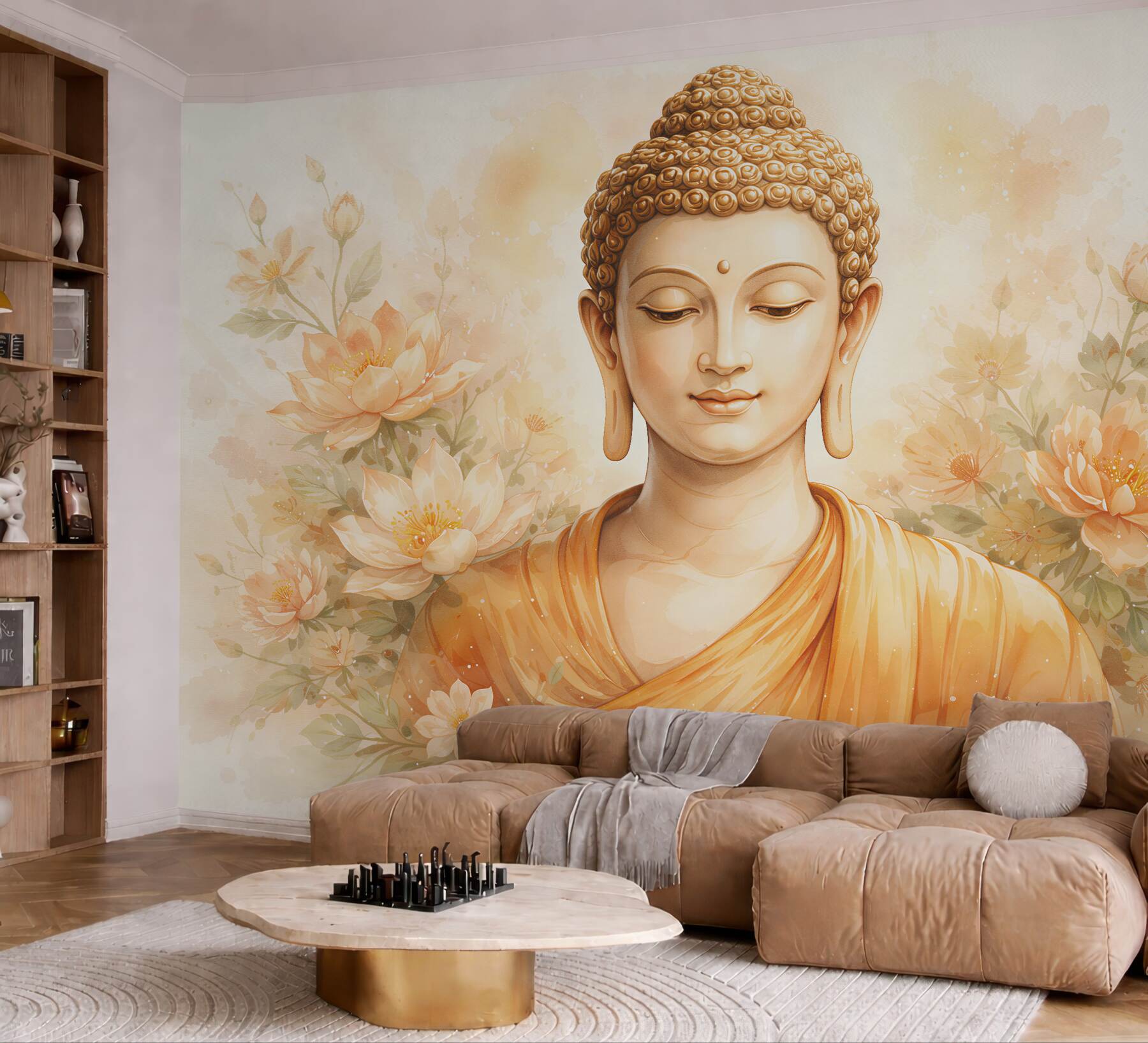 Fototapeta złoty budda w kwiatach?v2345
