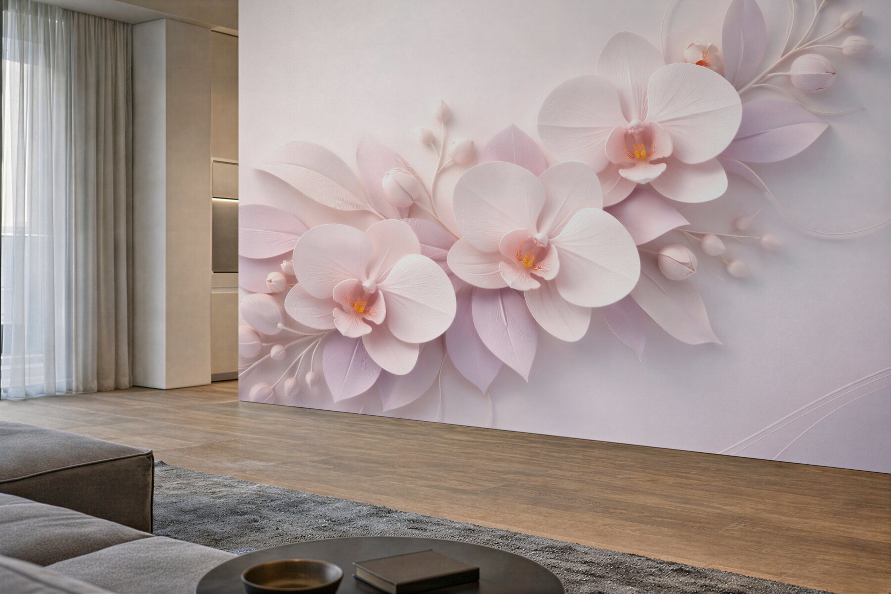 Fototapeta pudrowe orchidee 3d glamour?v2345