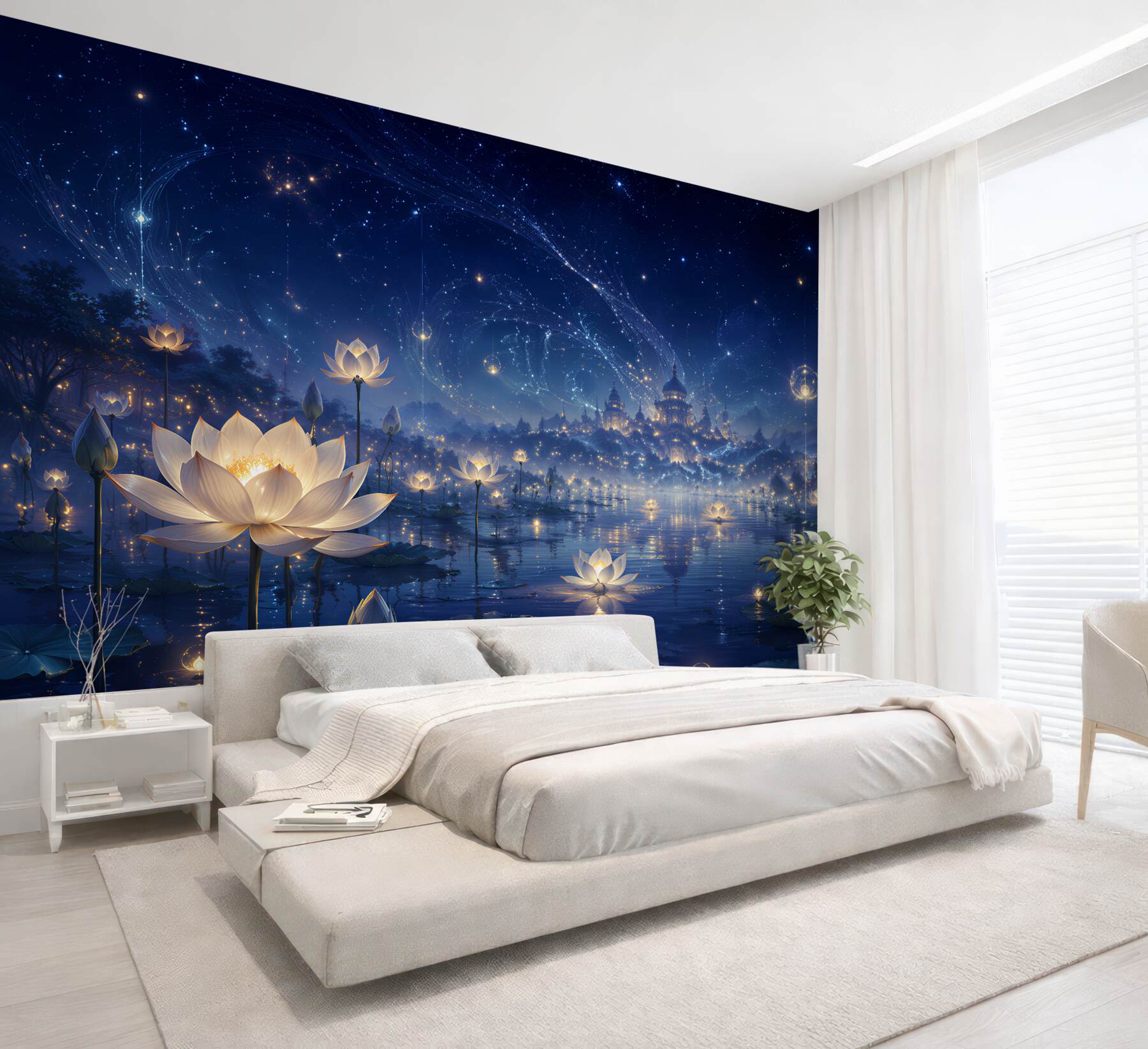 Fototapeta magiczne lotosy pod gwiaździstym niebem?v2345