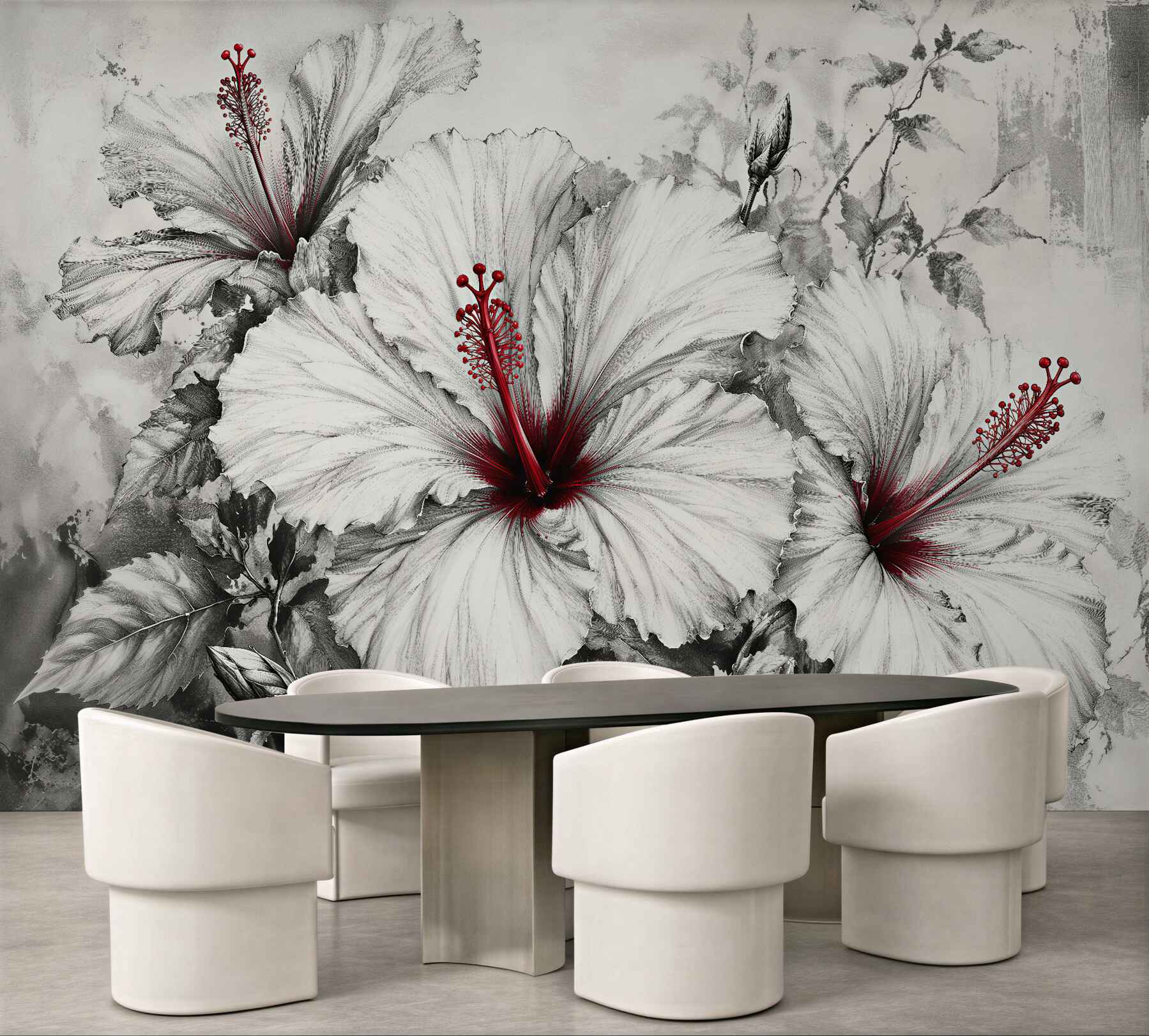 Fototapeta hibiskusy z czerwonym akcentem?v2345