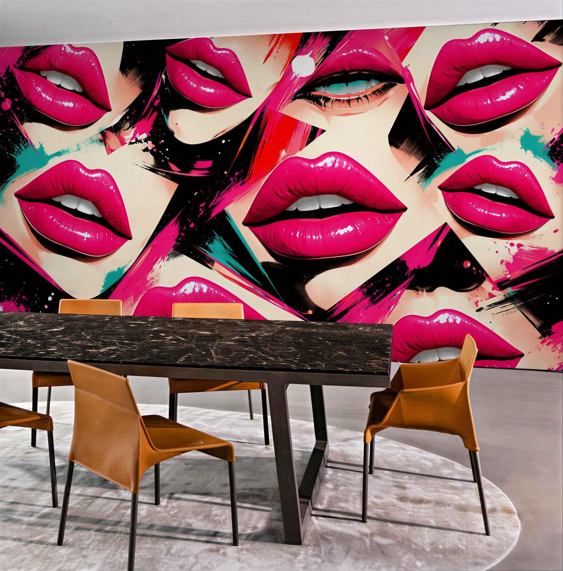 Fototapeta neonowe usta pop-art glamour?v2345