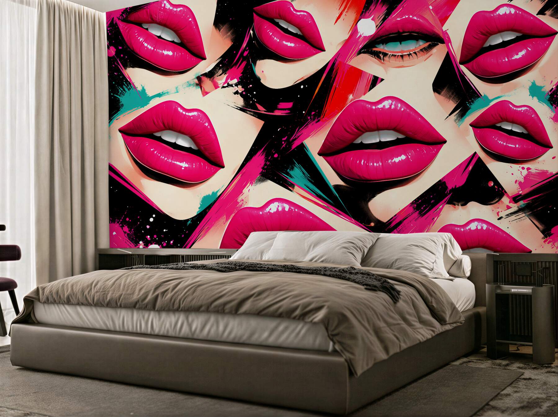 Fototapeta neonowe usta pop-art glamour?v2345