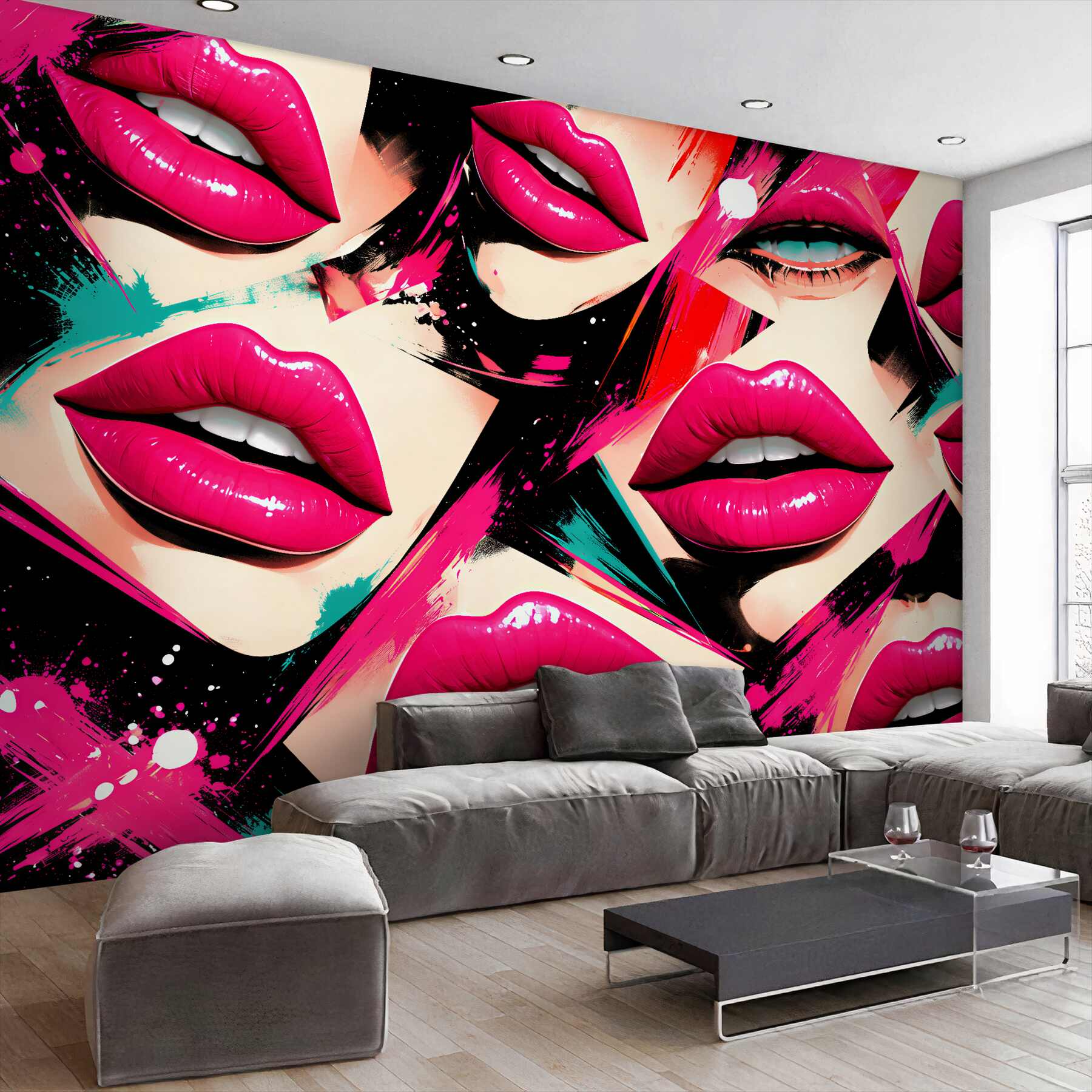 Fototapeta neonowe usta pop-art glamour?v2345
