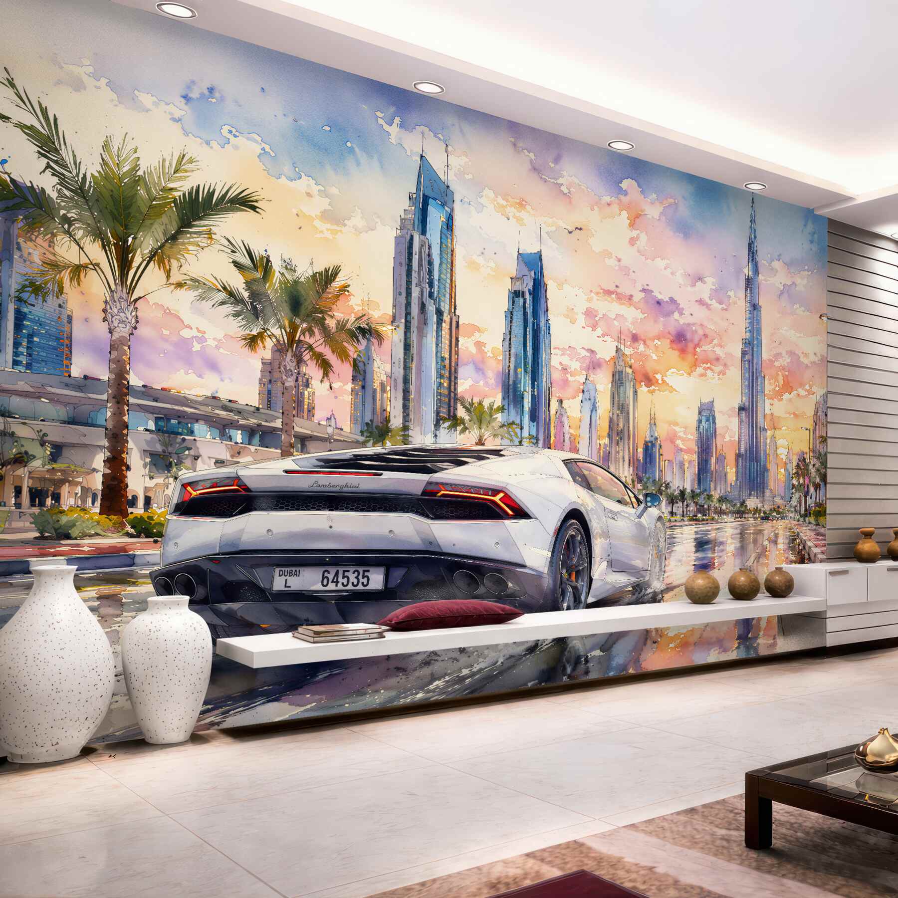 Fototapeta sportowe auto pod dubajskim niebem?v2345