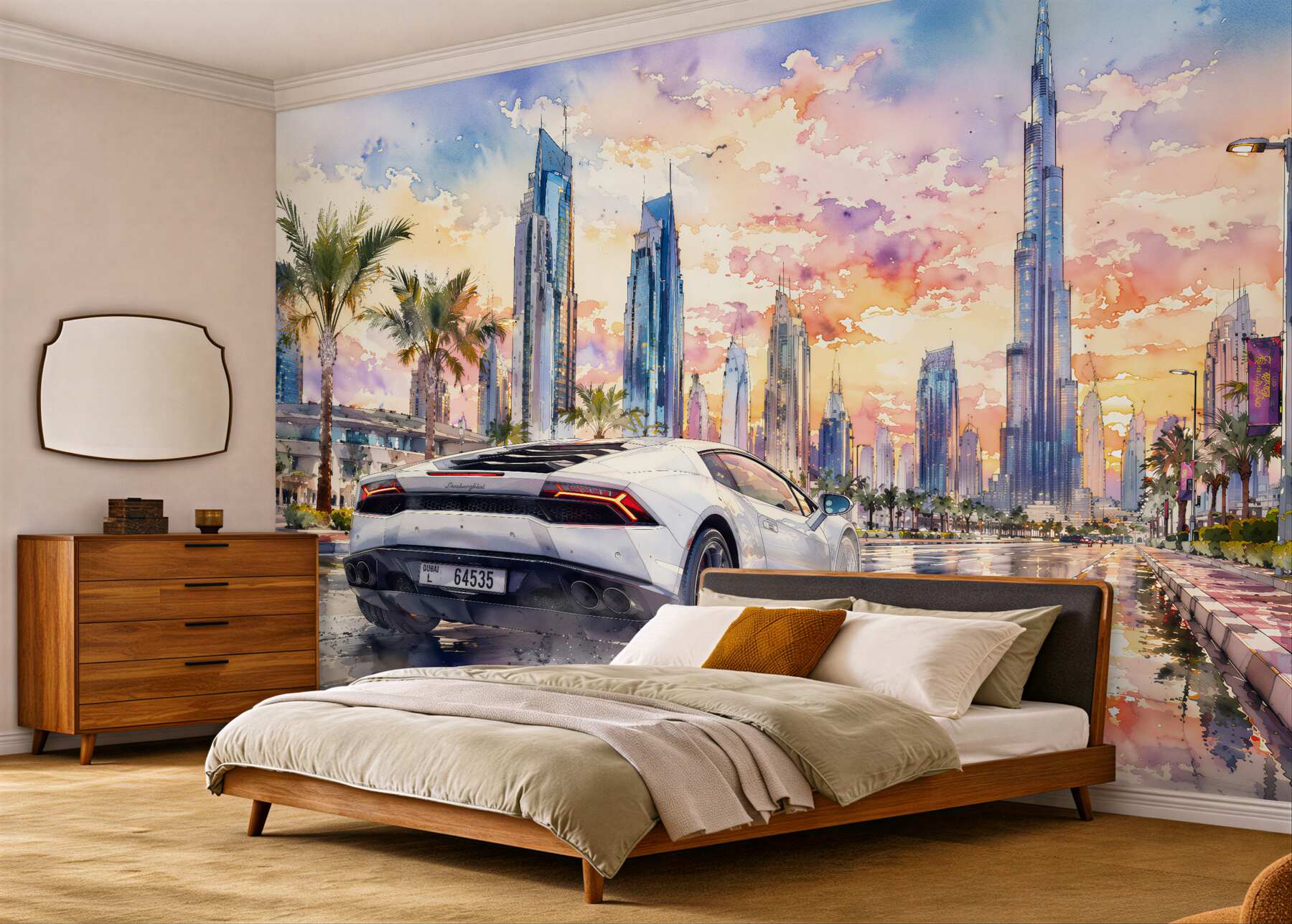 Fototapeta sportowe auto pod dubajskim niebem?v2345