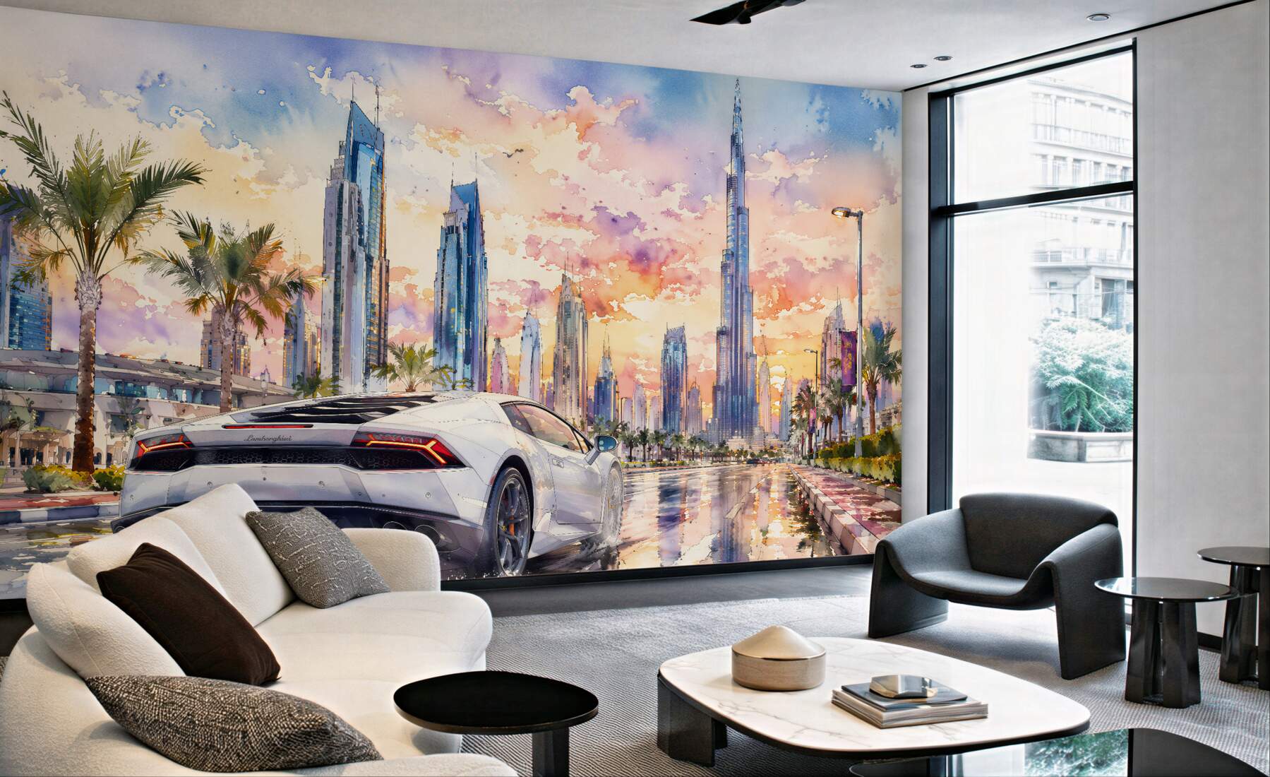 Fototapeta sportowe auto pod dubajskim niebem?v2345