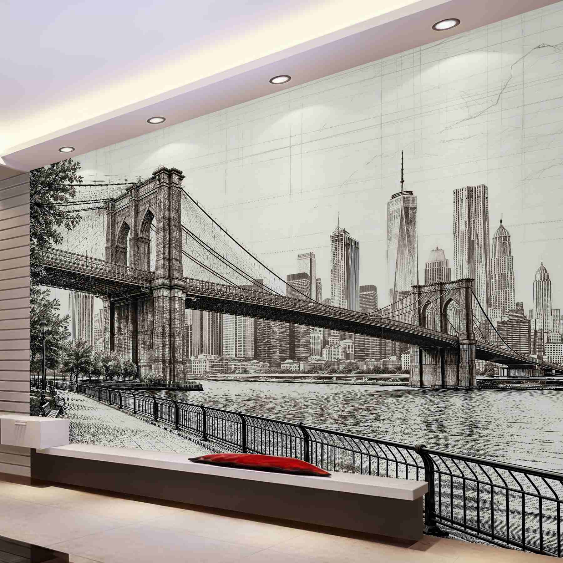 Fototapeta szkic mostu brooklińskiego na manhattanie?v2345