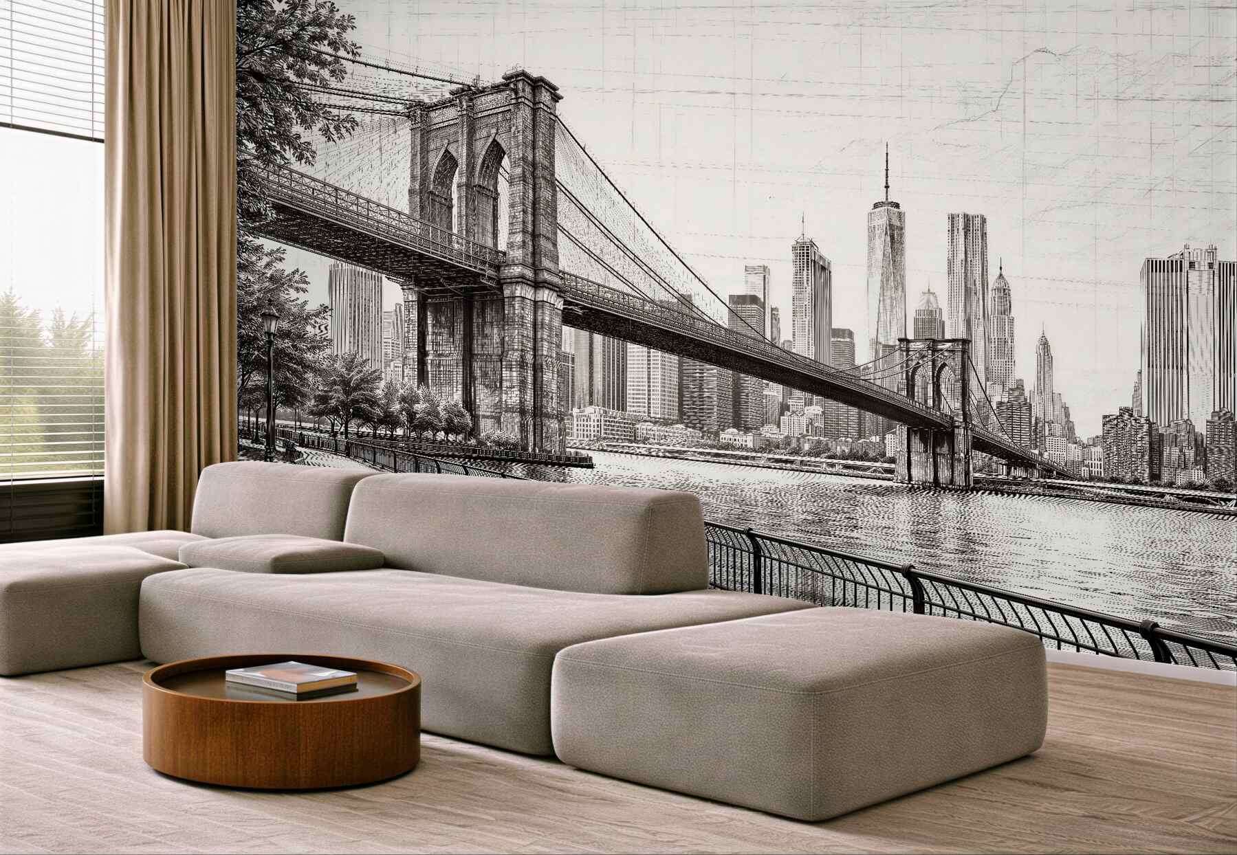 Fototapeta szkic mostu brooklińskiego na manhattanie?v2345