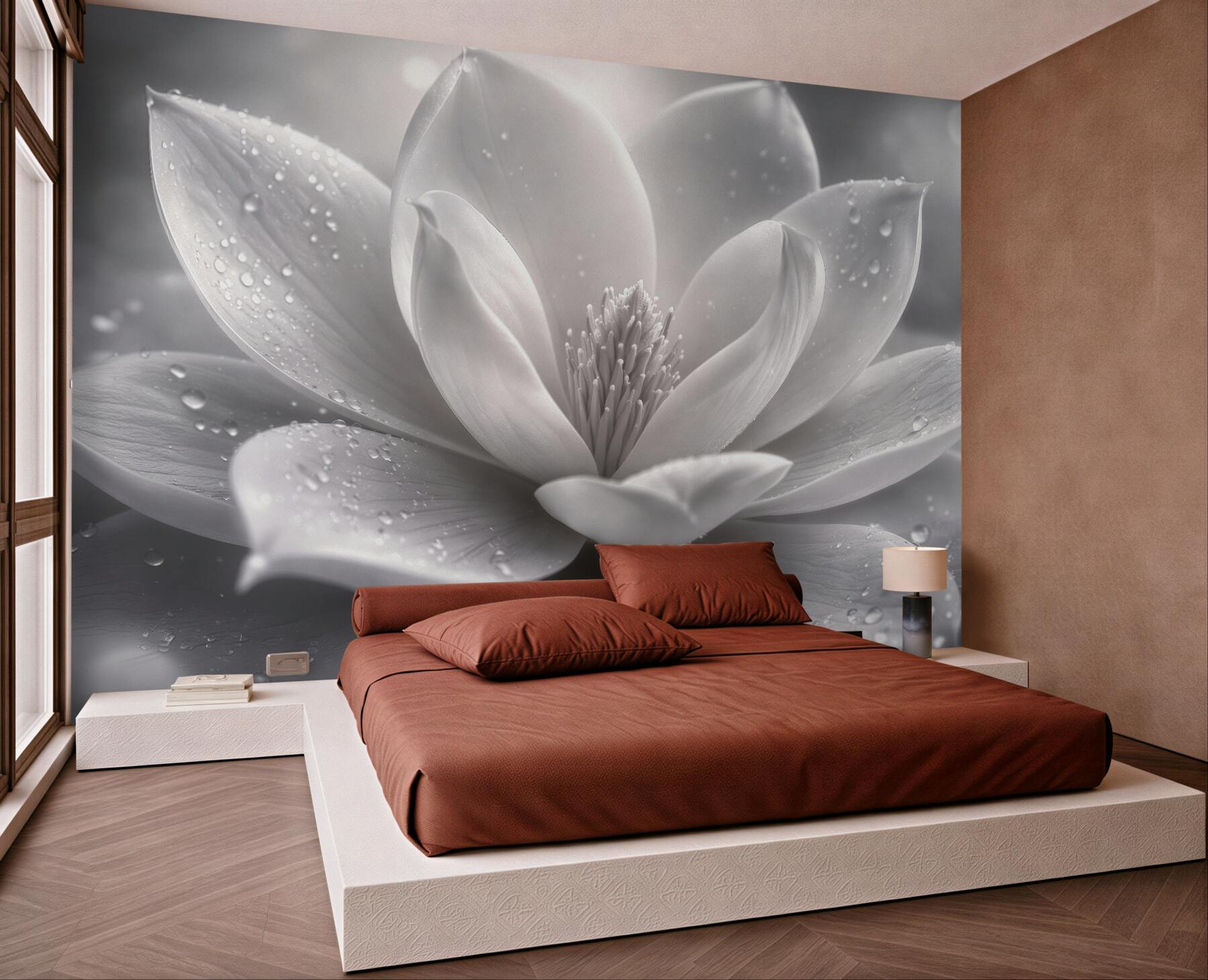 Fototapeta biała magnolia z kroplami rosy?v2345