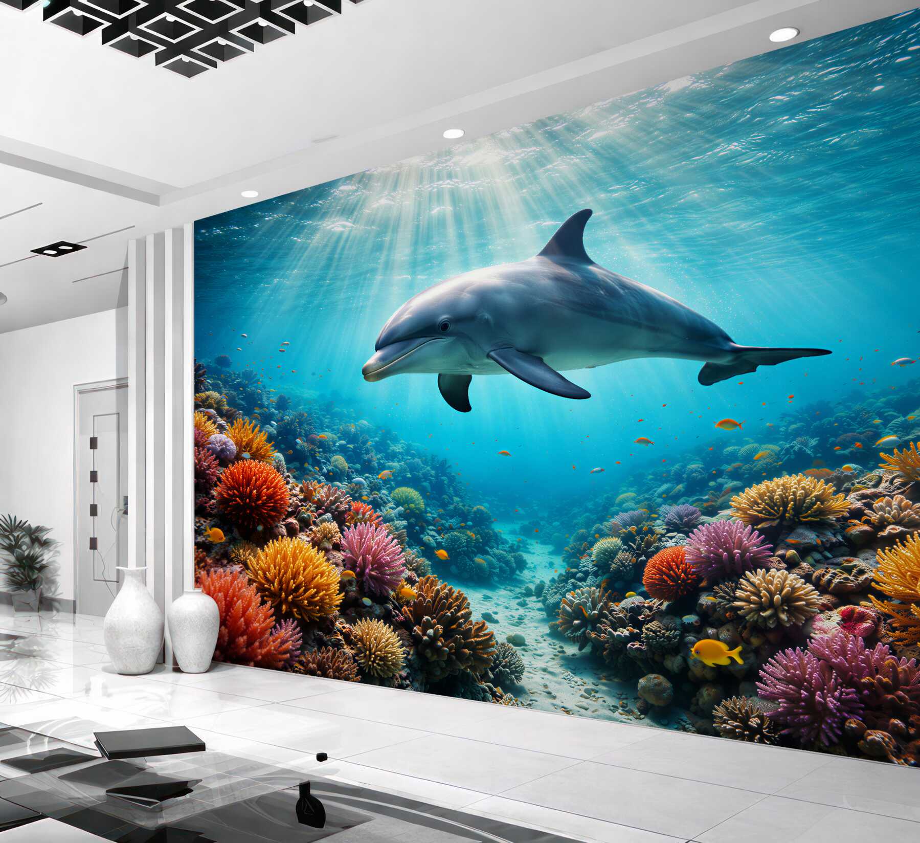 Fototapeta delfin w kolorowej rafie?v2345