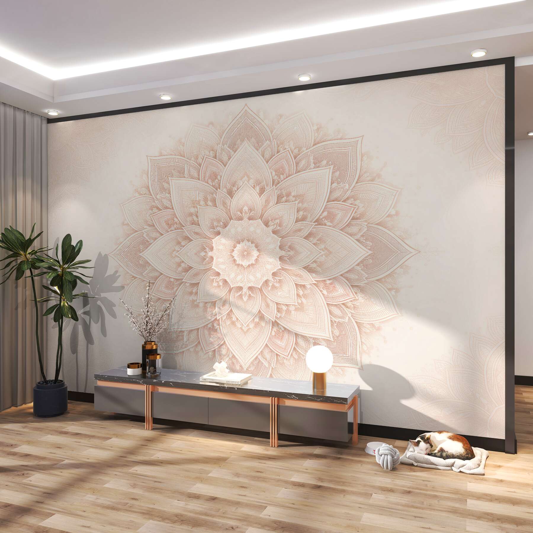 Fototapeta pudrowa mandala w harmonijnym blasku?v2345