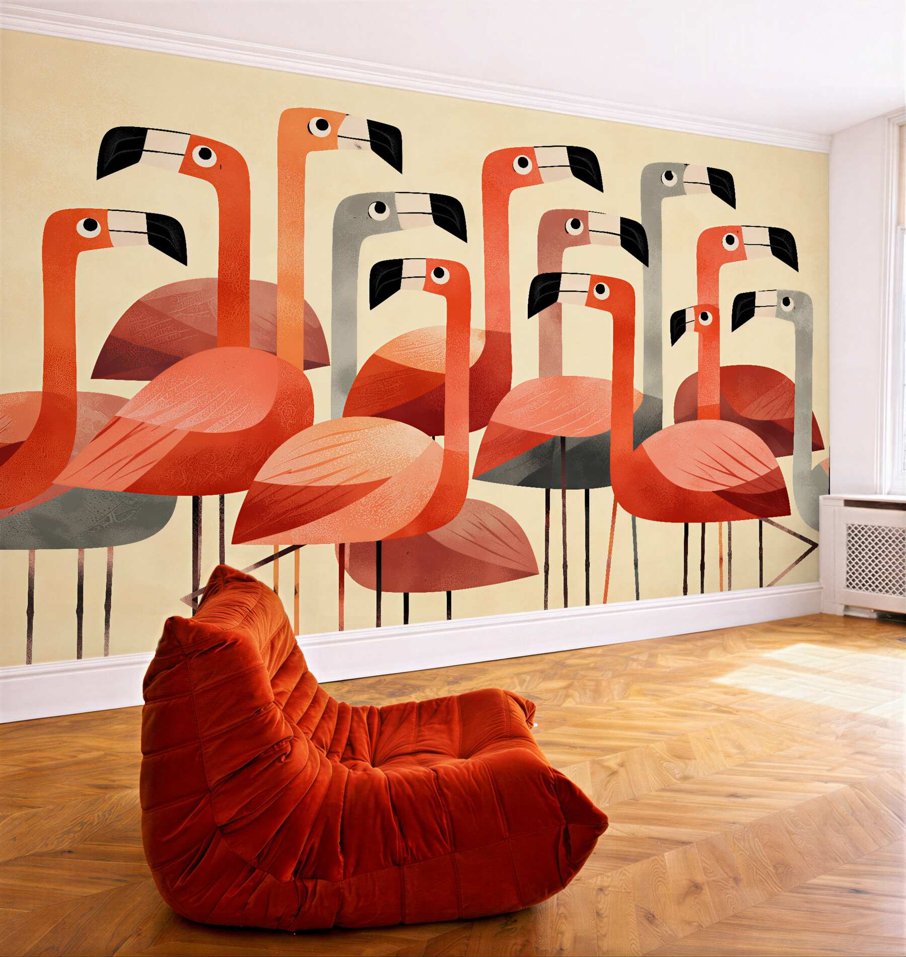 Fototapeta stylizowane flamingi retro?v2345