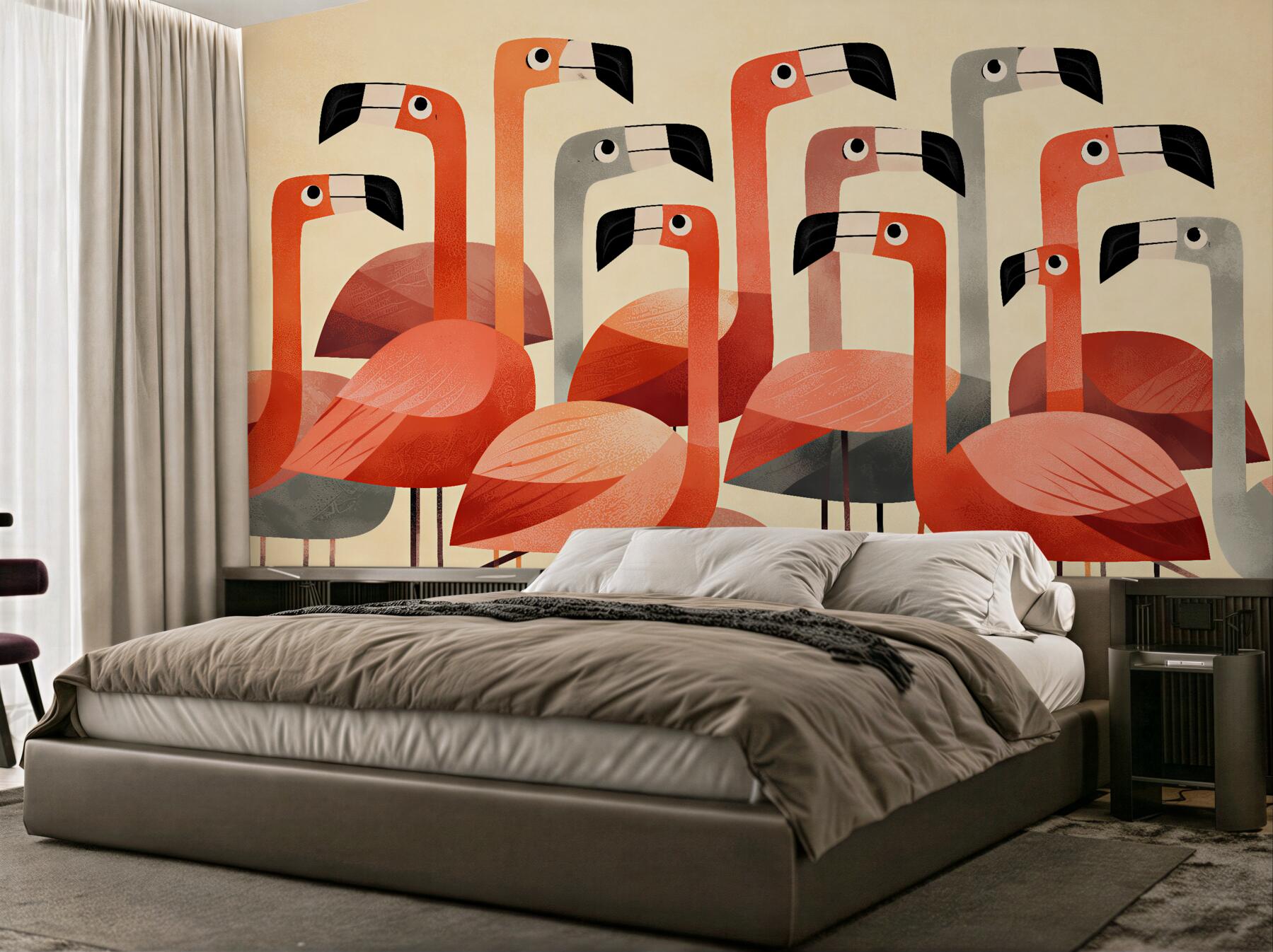 Fototapeta stylizowane flamingi retro?v2345