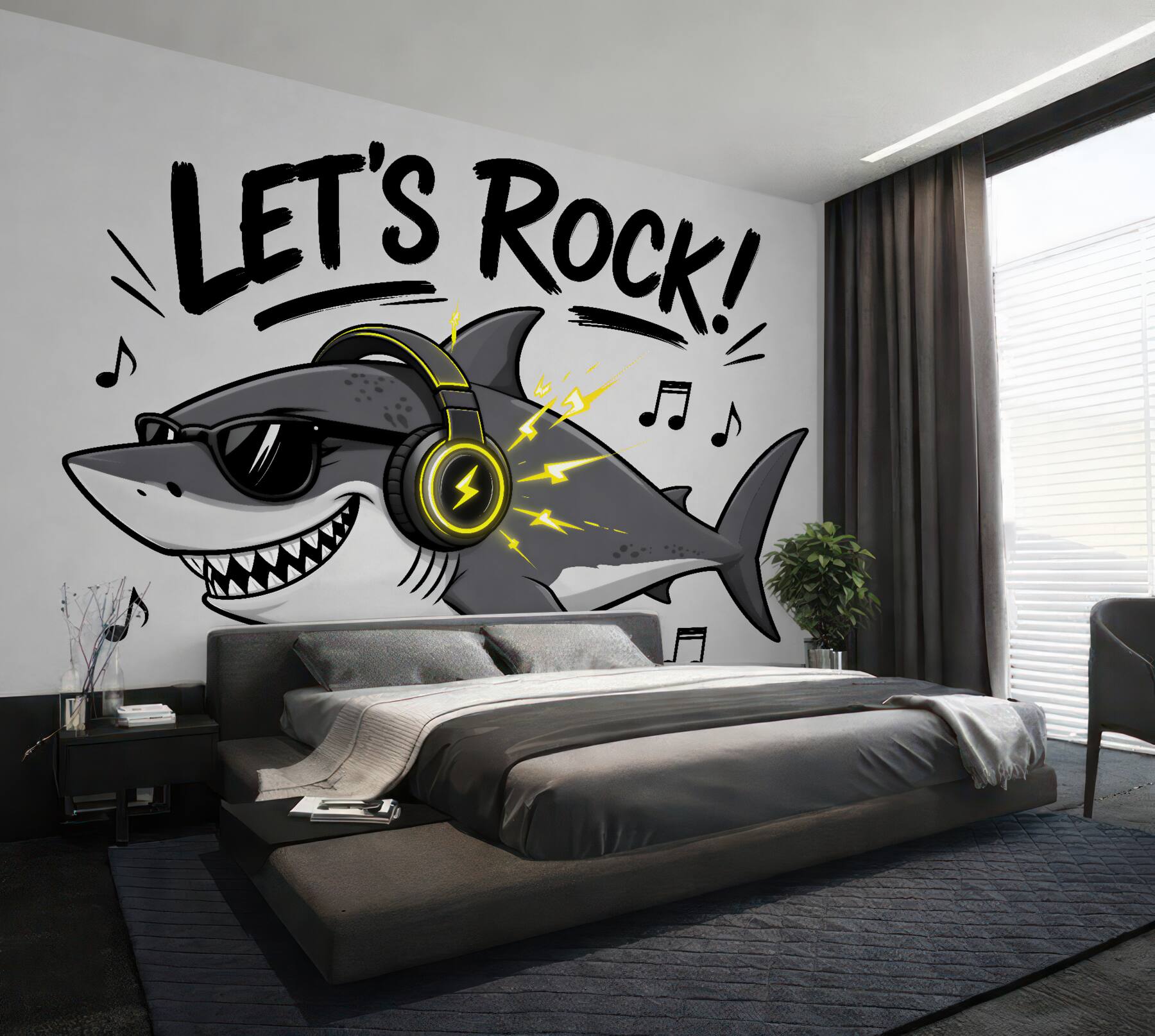 Fototapeta rockowy rekin w słuchawkach?v2345