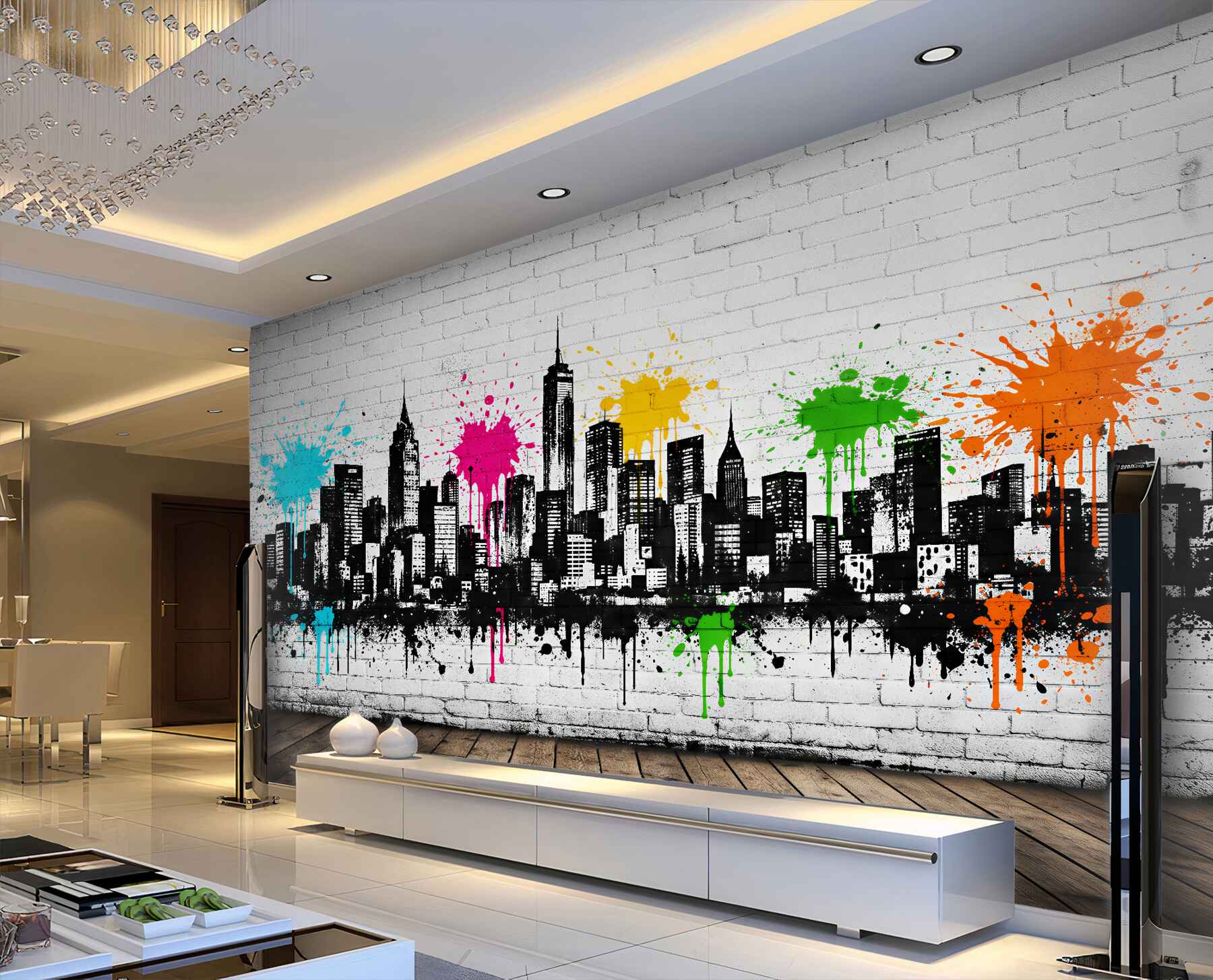 Fototapeta kolorowe graffiti miejskiej panoramy?v2345