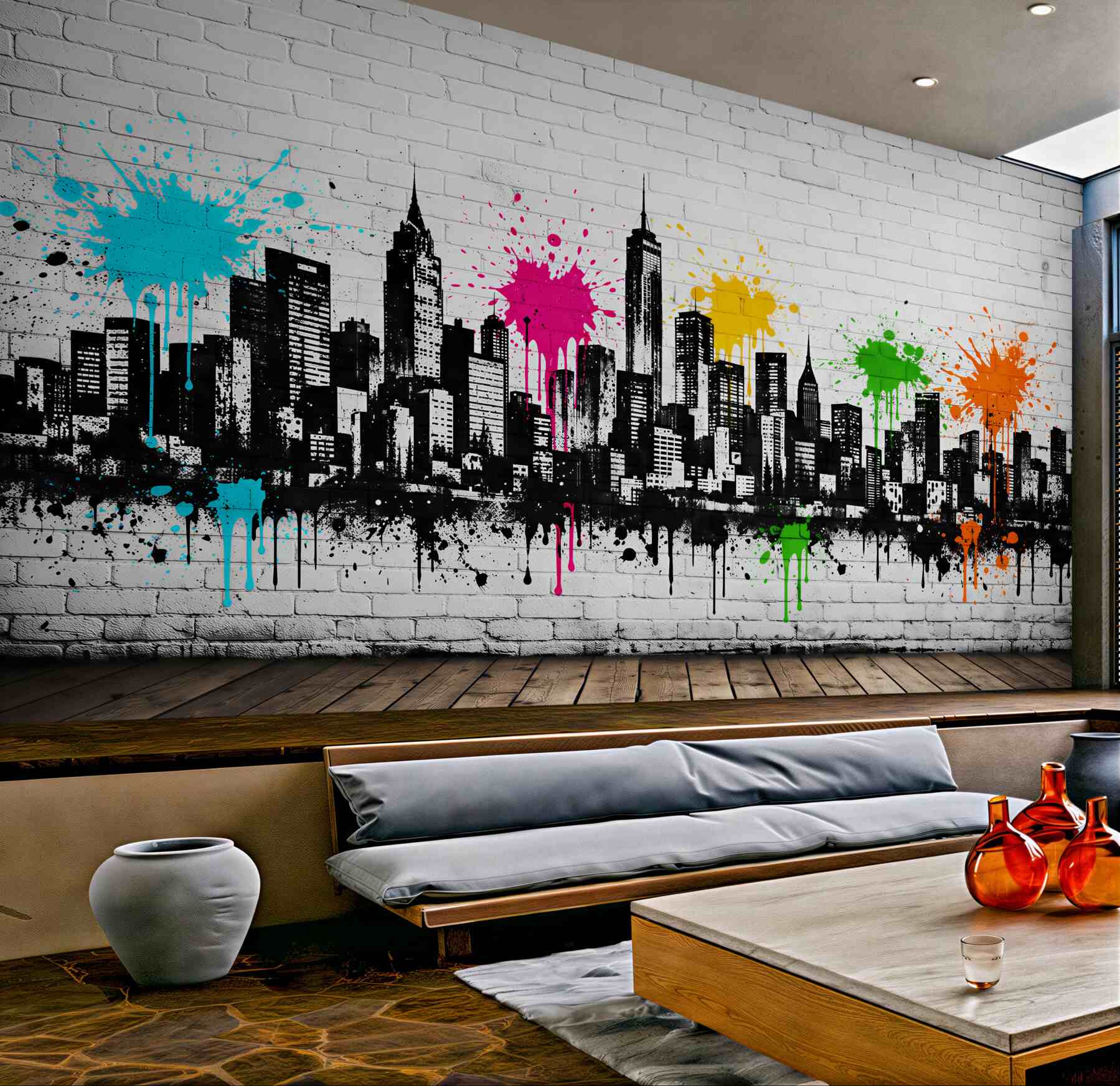 Fototapeta kolorowe graffiti miejskiej panoramy?v2345