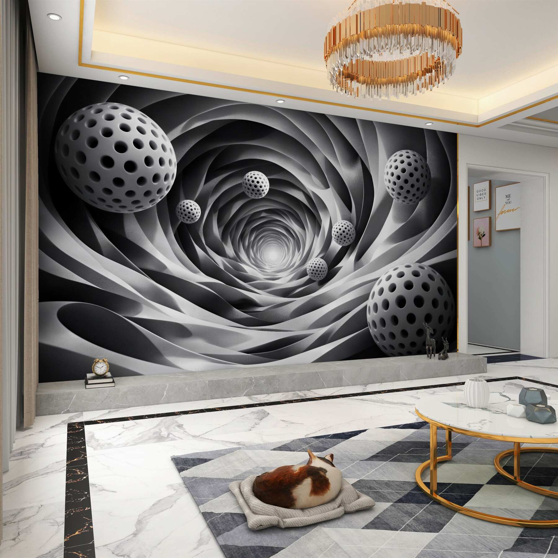 Fototapeta tunel z ażurowymi kulami 3d?v2345