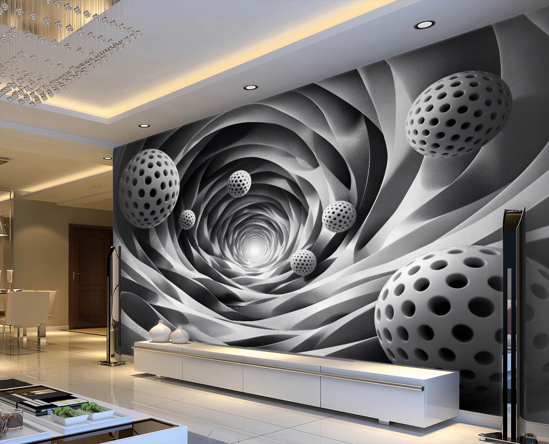 Fototapeta tunel z ażurowymi kulami 3d?v2345