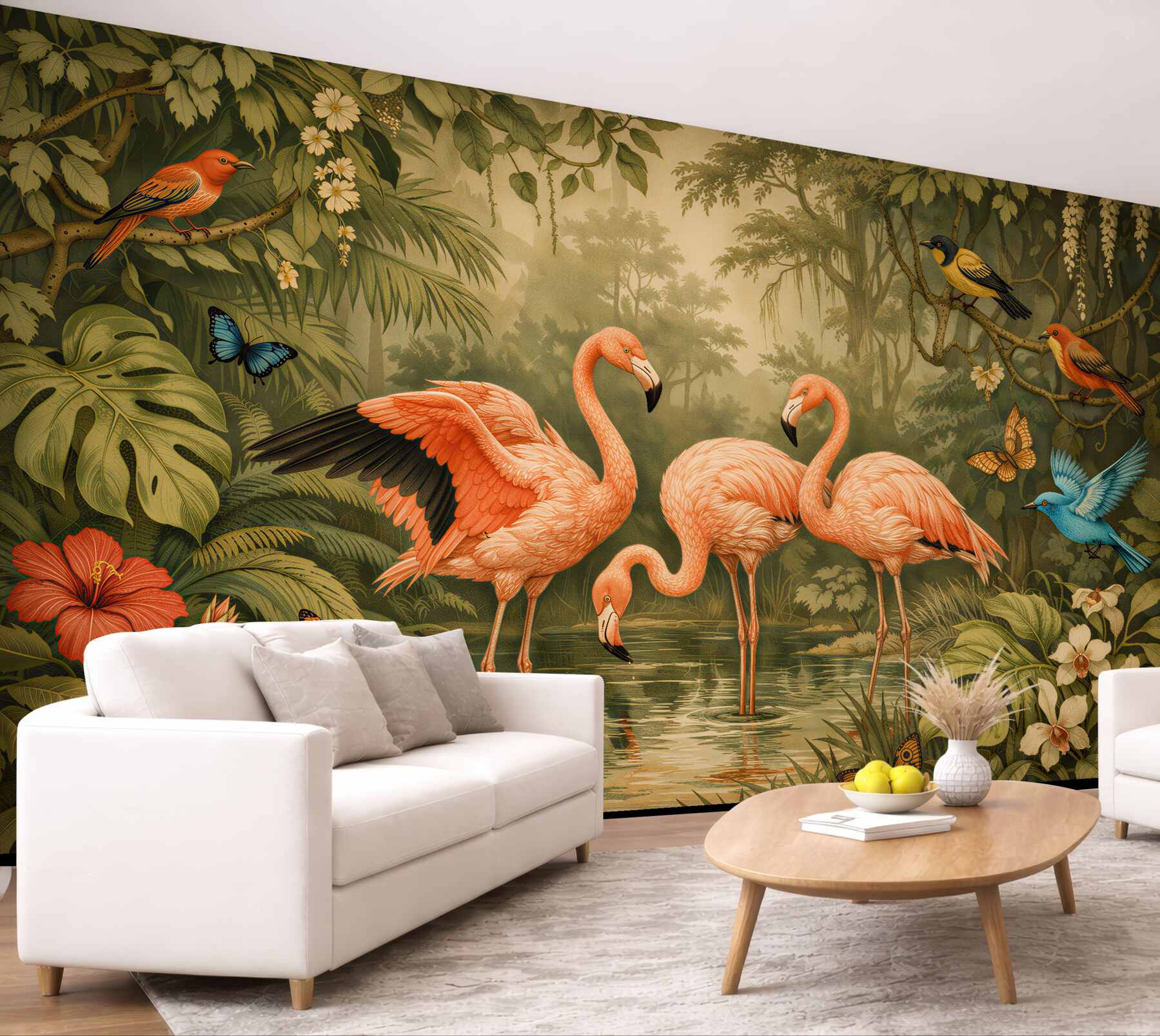 Fototapeta flamingi w egzotycznej dżungli?v2345