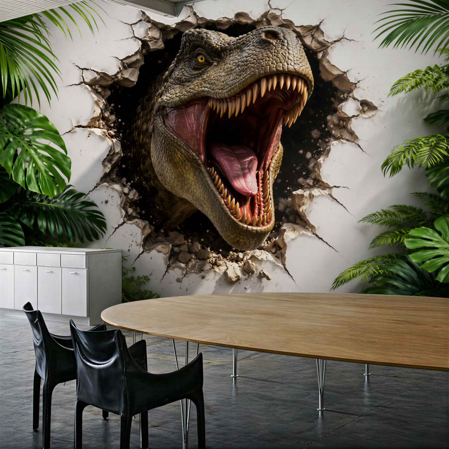 Fototapeta dinozaur 3d przebijający ścianę?v2345