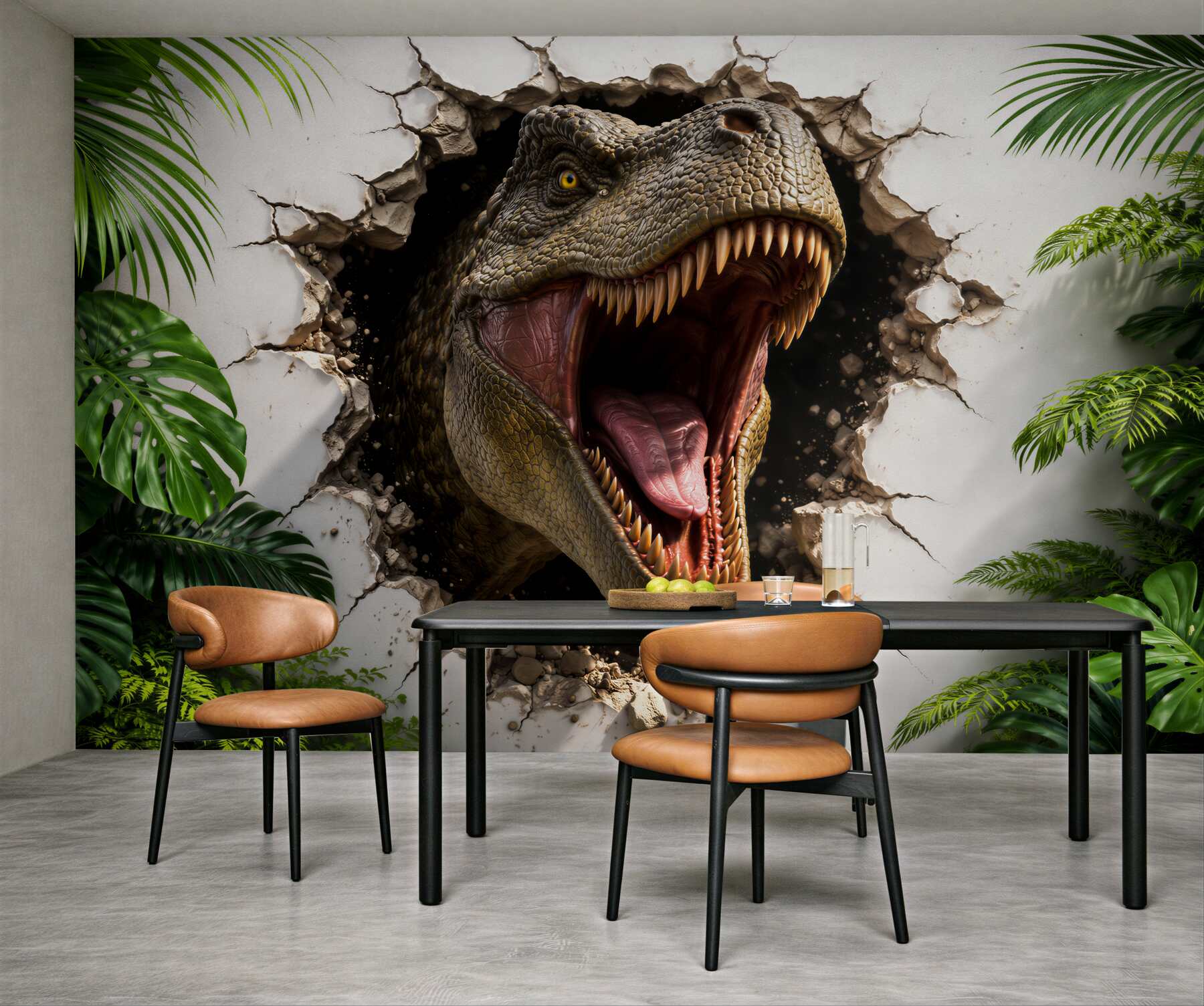 Fototapeta dinozaur 3d przebijający ścianę?v2345