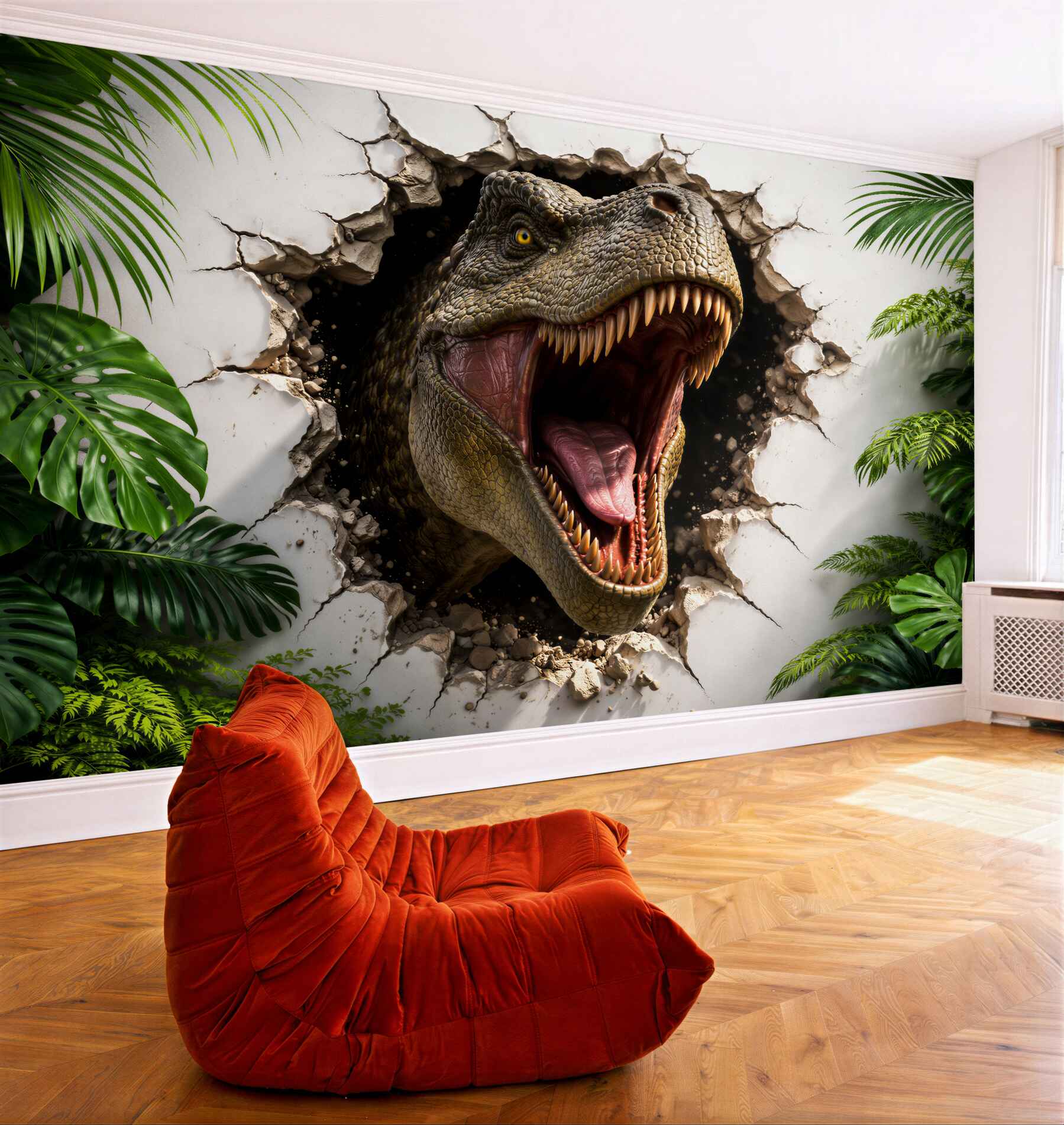 Fototapeta dinozaur 3d przebijający ścianę?v2345