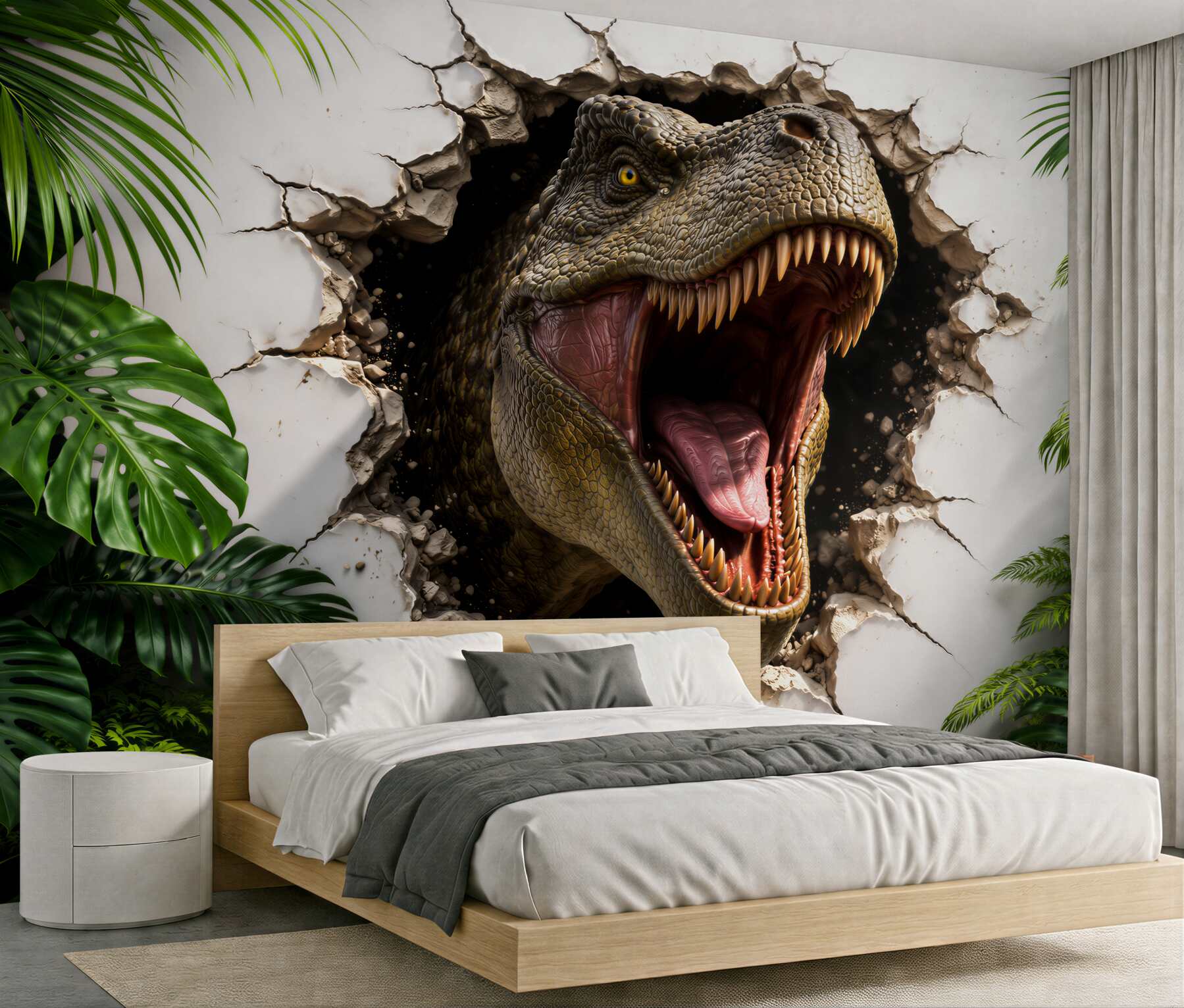 Fototapeta dinozaur 3d przebijający ścianę?v2345
