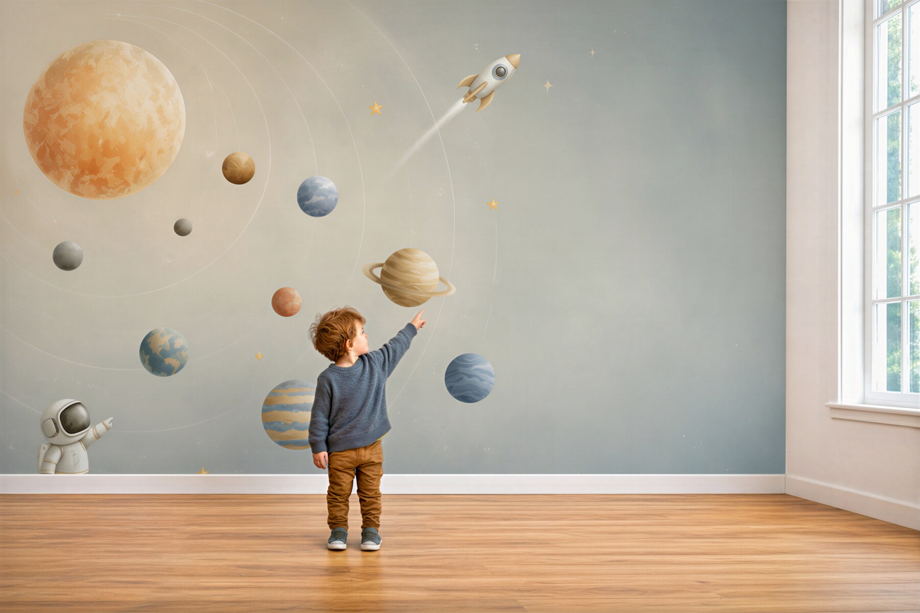 Fototapeta Astronauta patrzy na latającą rakietę?v2345