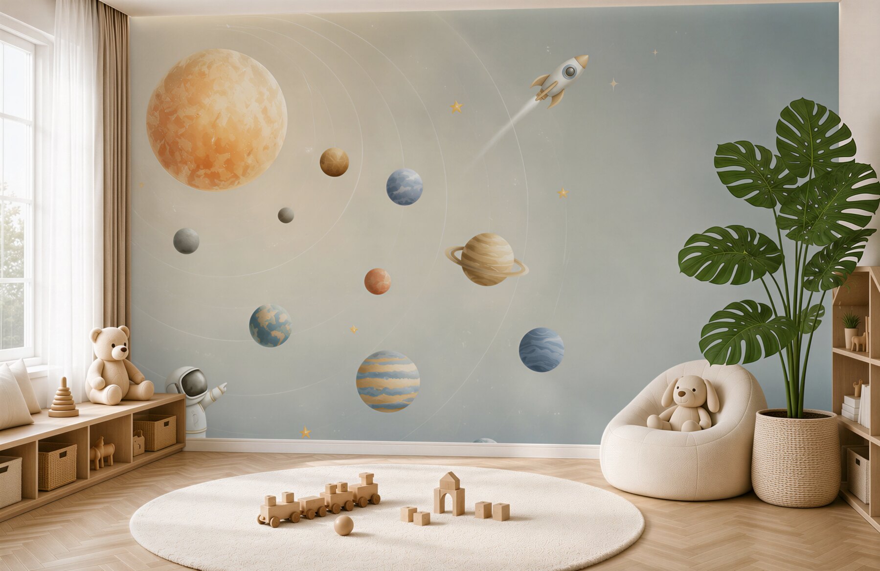 Fototapeta Astronauta patrzy na latającą rakietę?v2345