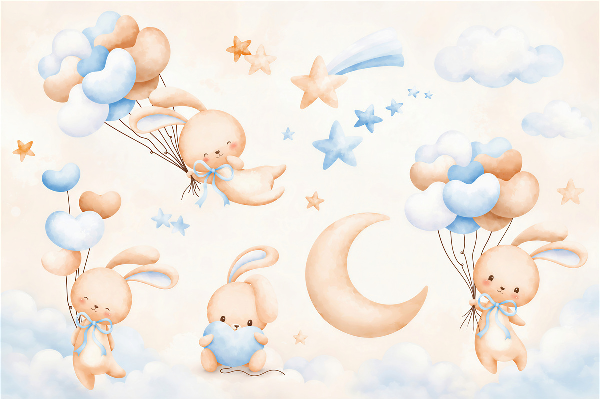 Fototapeta Bunnies latają na piłkach