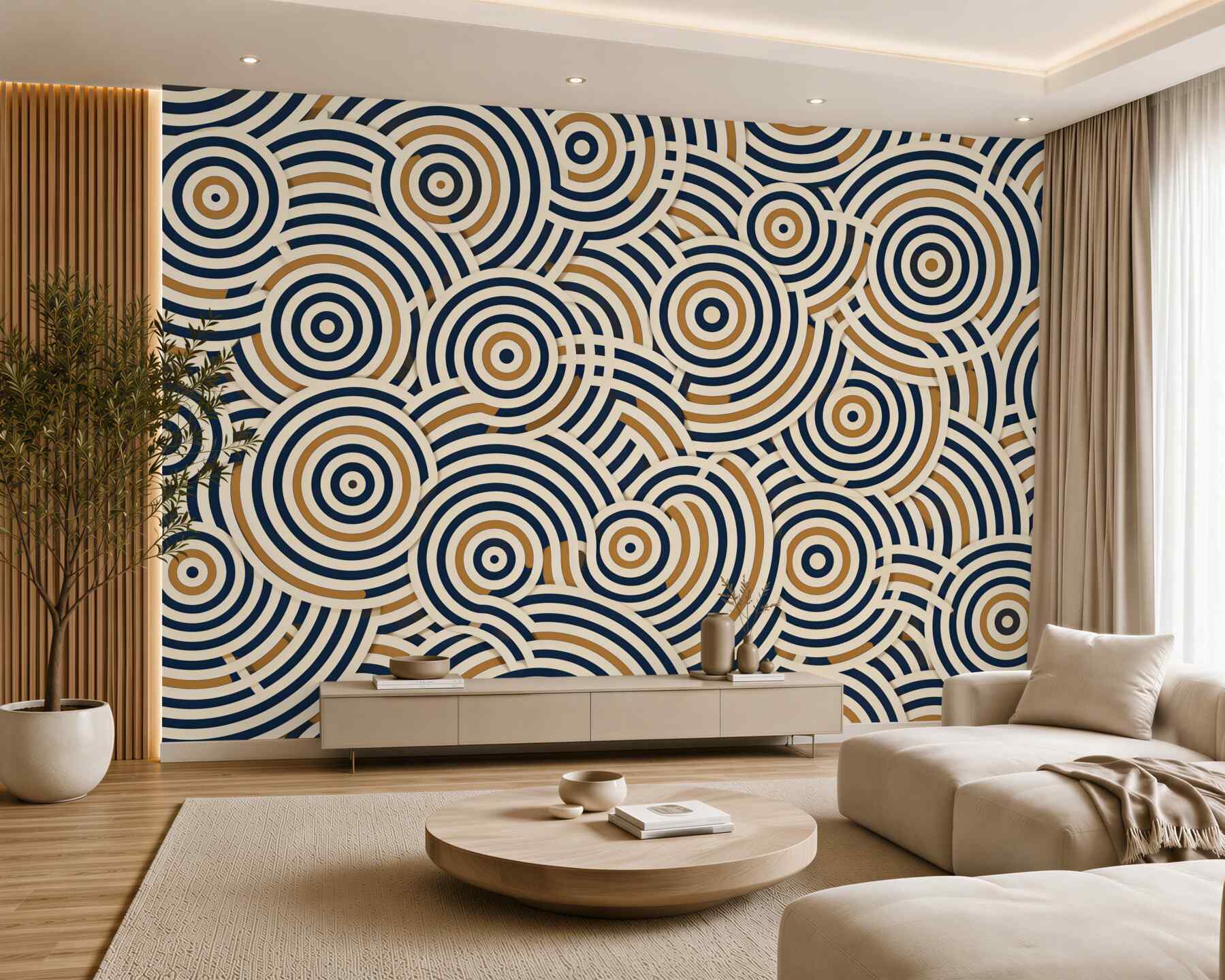 Fototapeta abstrakcyjne kręgi 3D beżowo szare nowoczesne?v2345