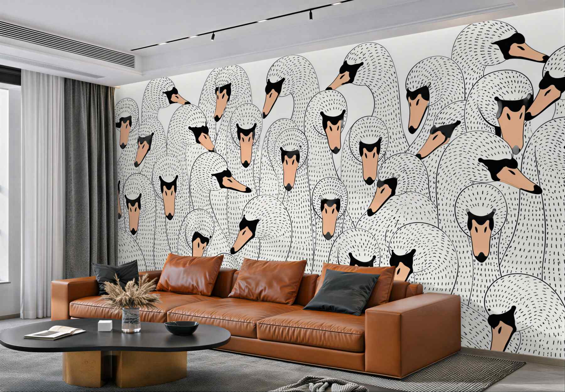 Fototapeta białe łabędzie na spokojnej wodzie elegancka pastelowa?v2345