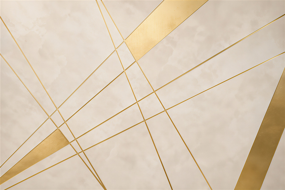 Fototapeta geometryczne linie beżowo złote nowoczesna abstrakcja do salonu