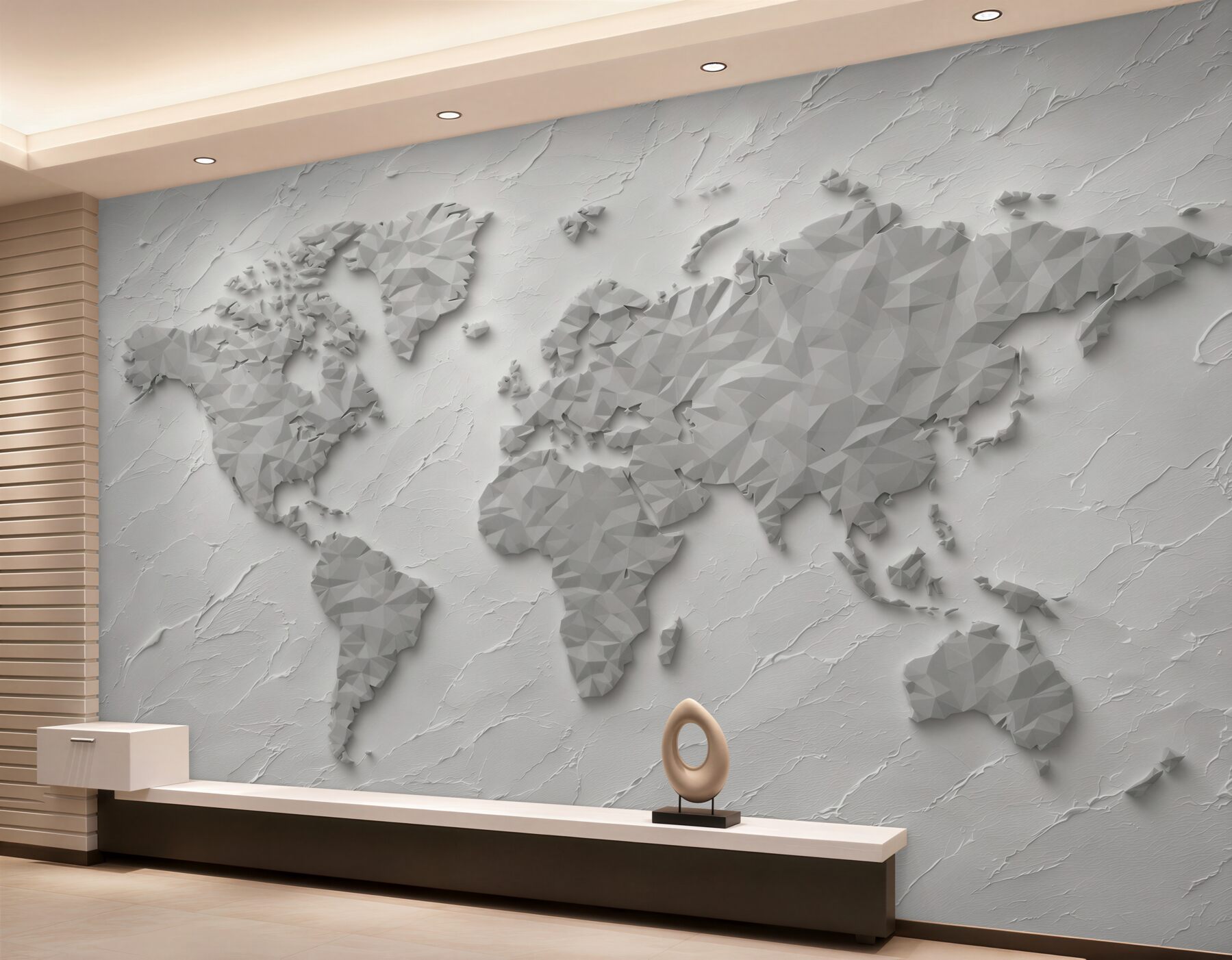 Fototapeta mapa świata 3D geometryczna beżowa do nowoczesnego biura?v2345