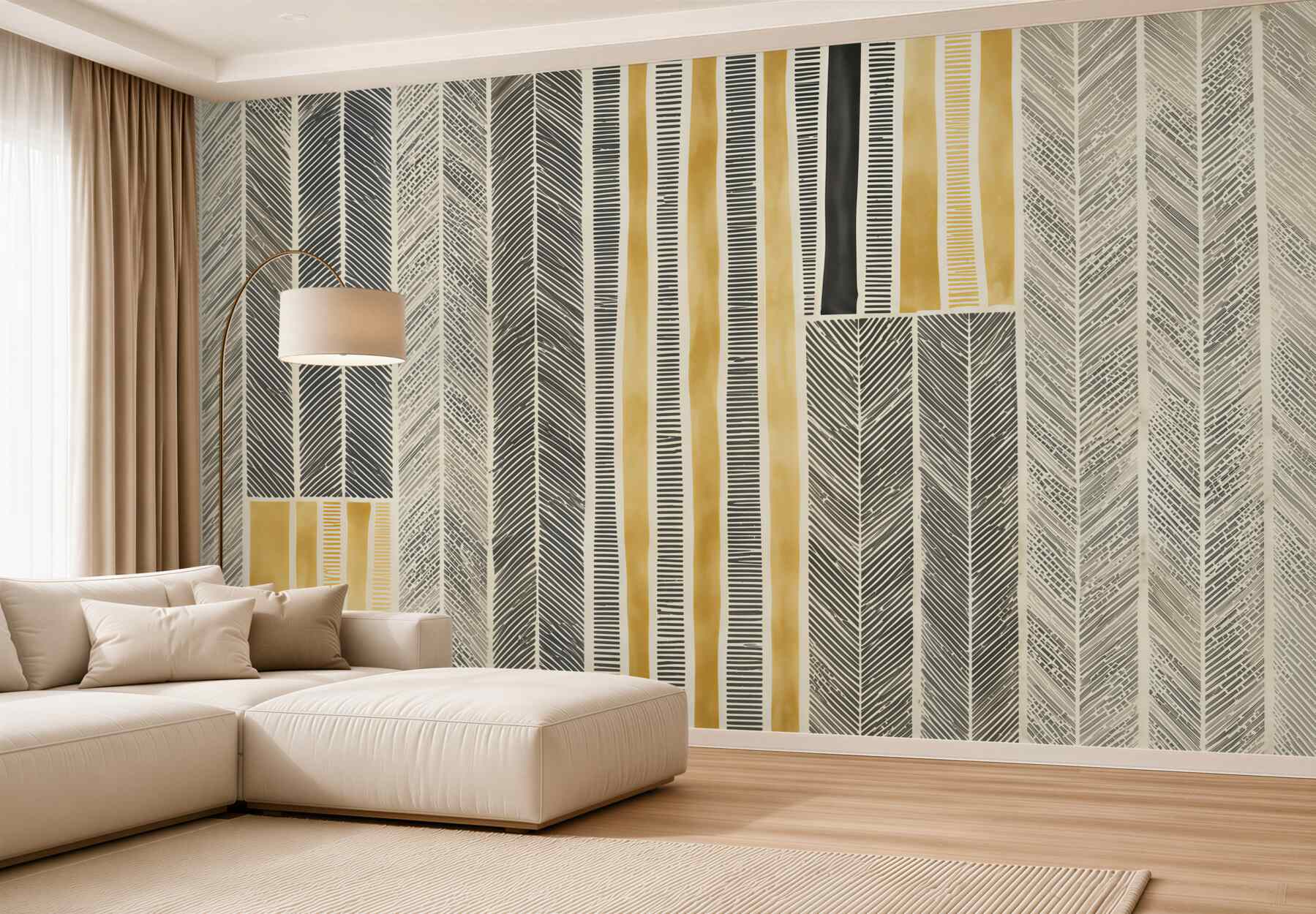 Fototapeta geometryczne pióra w pionowe pasy beżowo złote nowoczesne?v2345