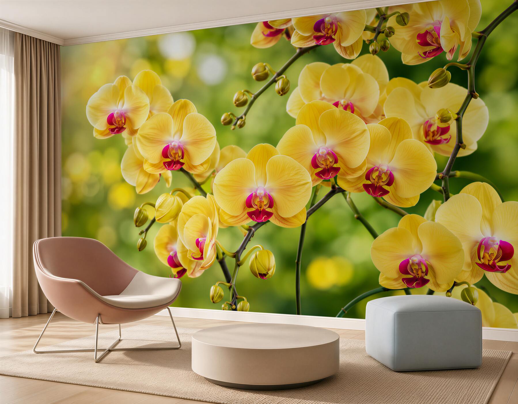 Fototapeta żółte orchidee w letnim ogrodzie?v2345