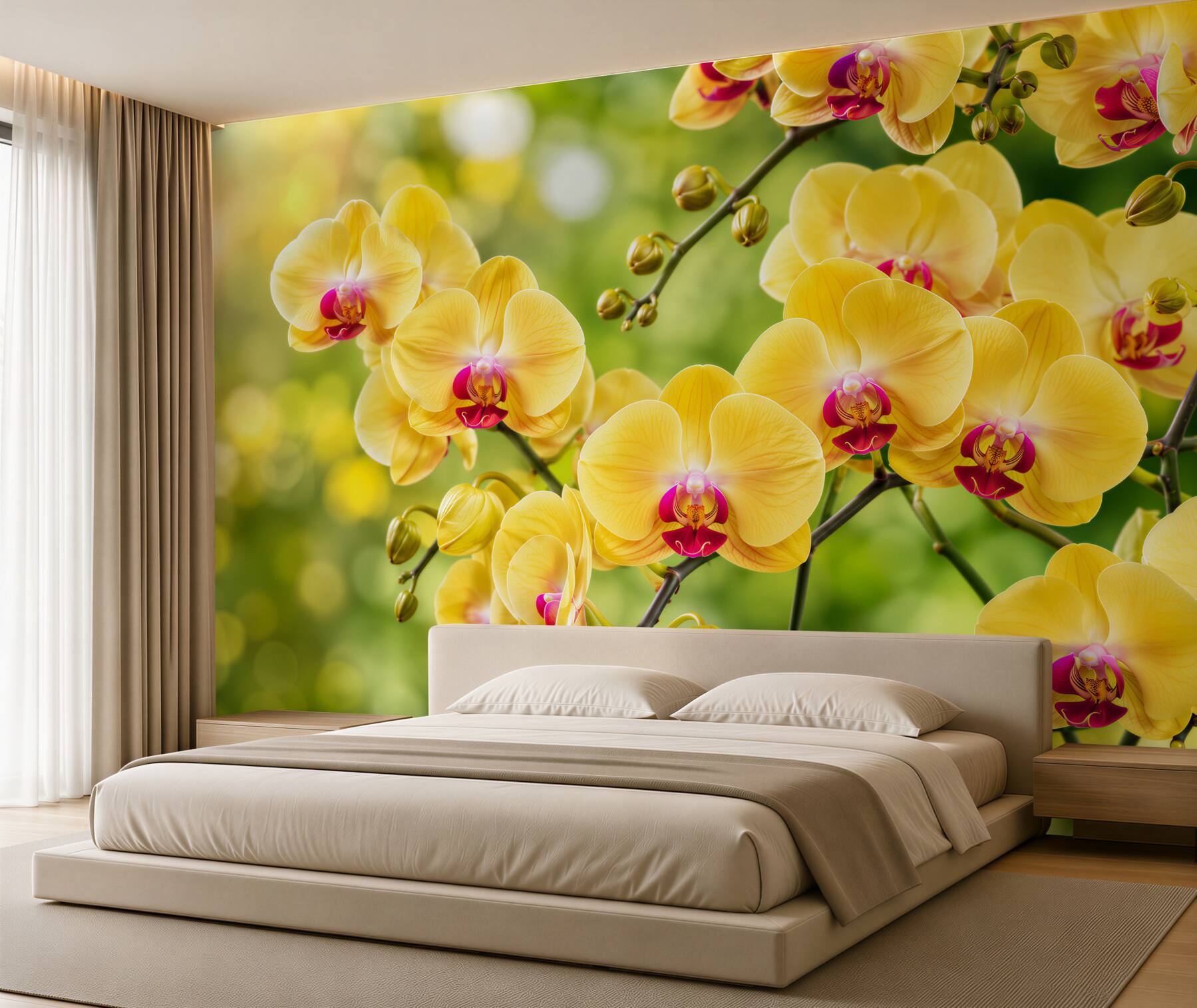 Fototapeta żółte orchidee w letnim ogrodzie?v2345