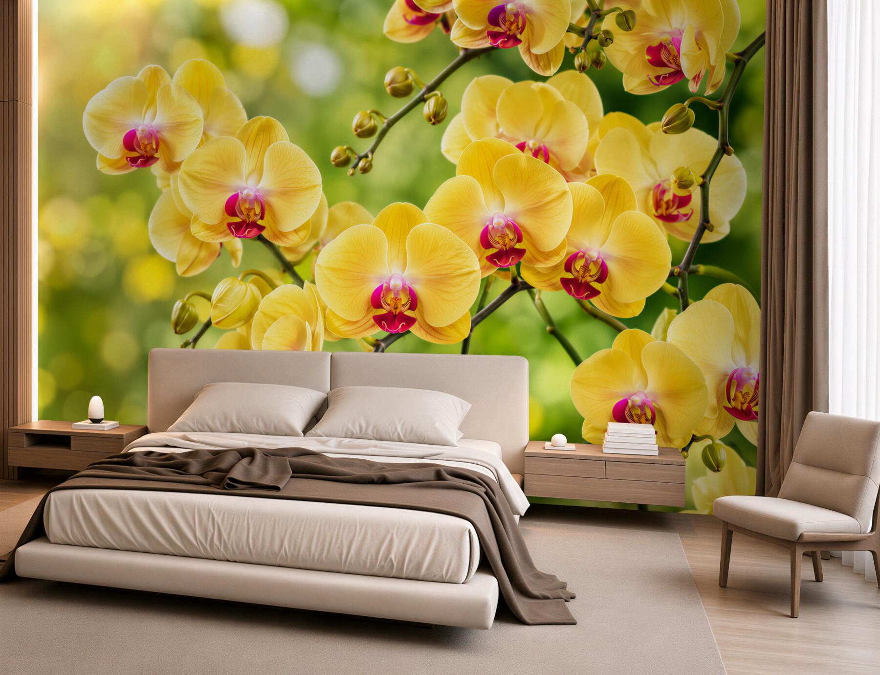 Fototapeta żółte orchidee w letnim ogrodzie?v2345